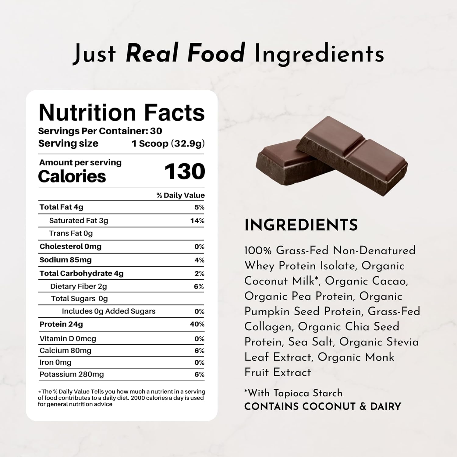 Chocolate Protein Powder – 30-Serving Blend with 100% Grass-Fed Whey & Organic Plant Proteins – Rich Cocoa Flavor – Supports Muscle Recovery, Energy & Satiety* – No Artificial Sweeteners or Fillers - Image 6