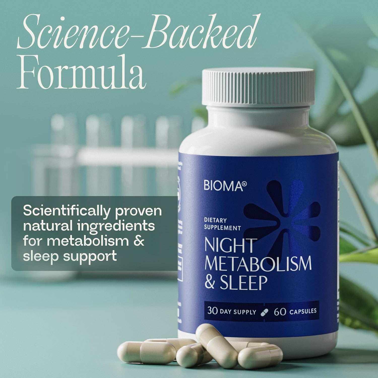 BIOMA Night Metabolism & Sleep - Supports Digestion, Energy Metabolism & Restful Sleep with Melatonin, Vitamin D, Magnesium & More - 60 Capsules (30-Day Supply) - Image 5
