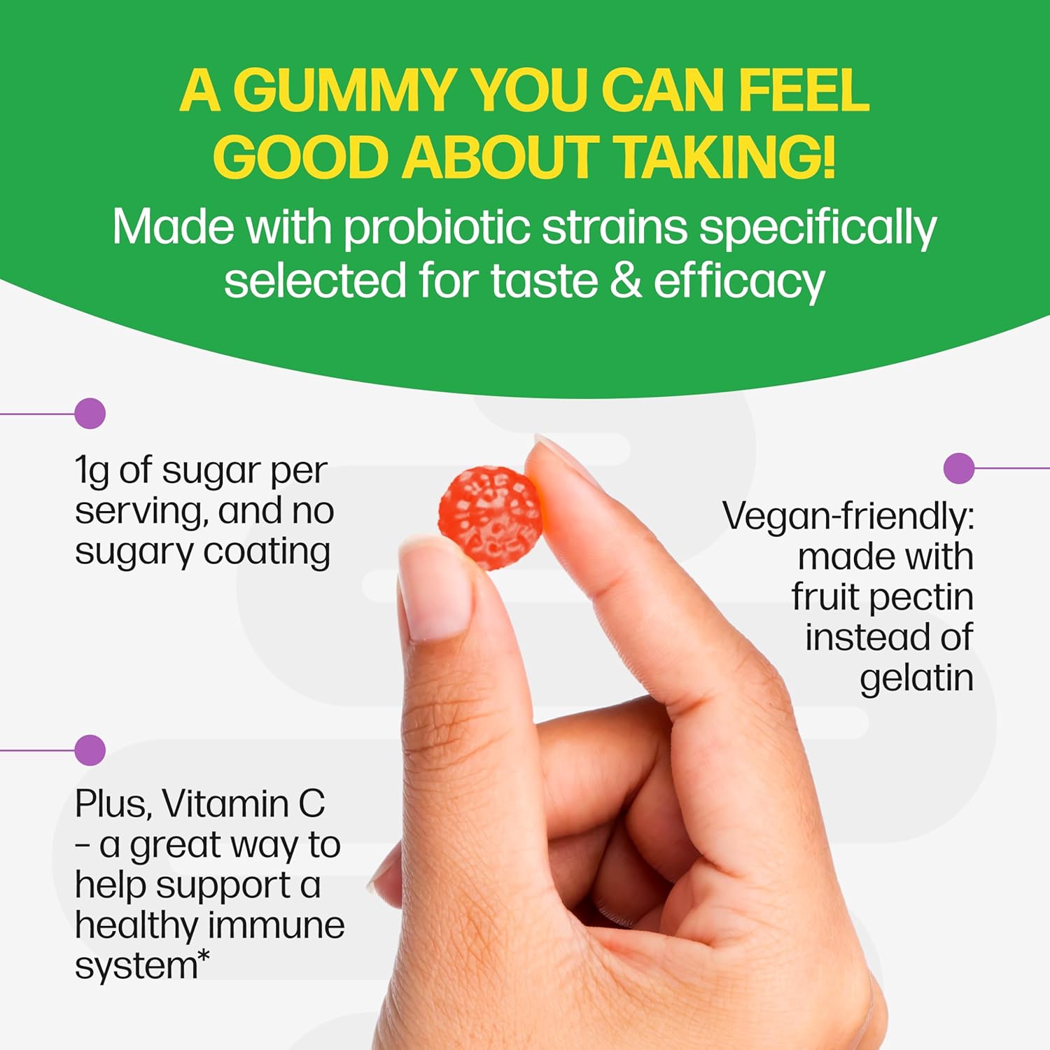 Culturelle Daily Probiotic Gummies for Women & Men, Berry Flavor, 52 Count, Naturally-Sourced Daily Probiotic + Prebiotic for Digestive Health, Non-GMO & Vegan - Image 3