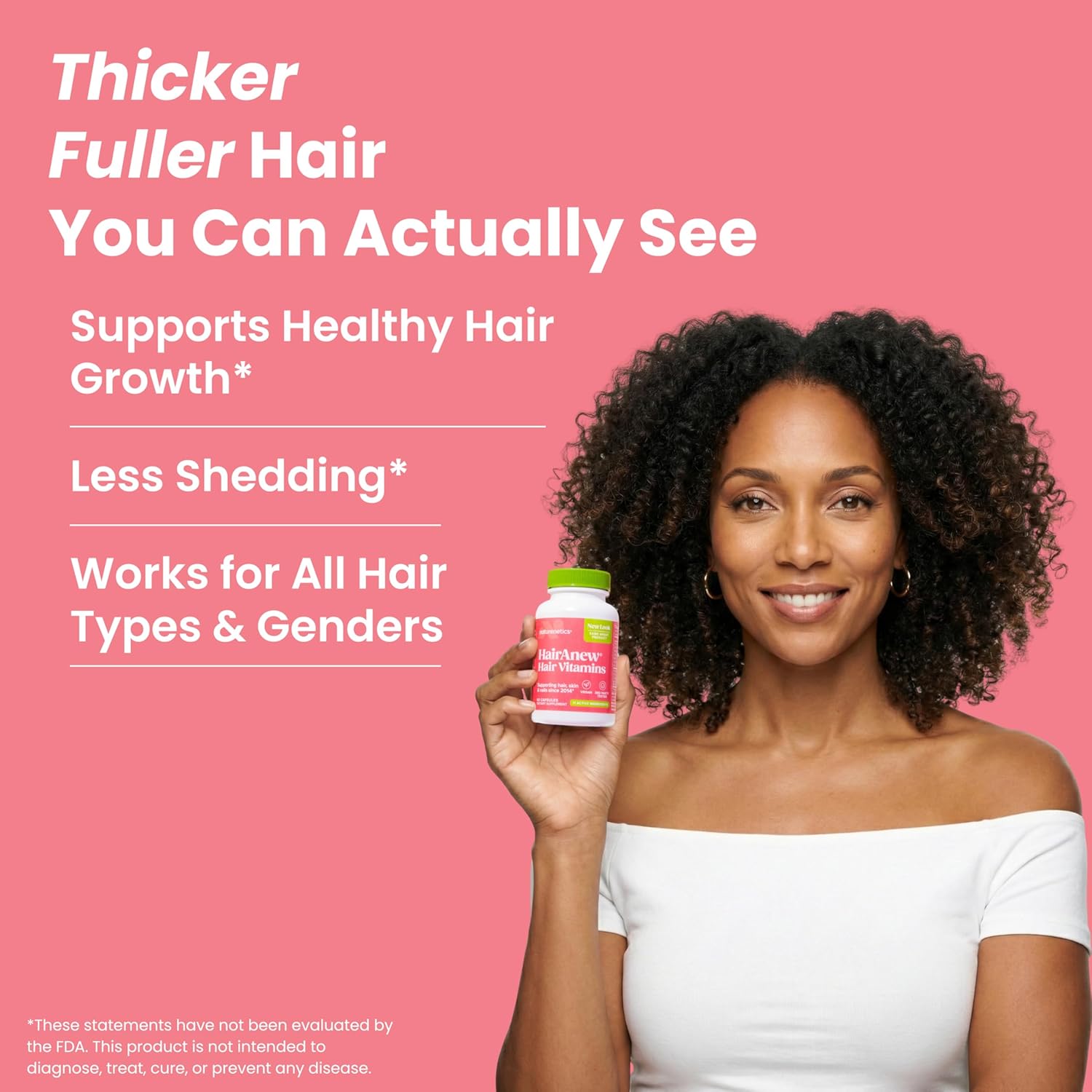 Hair Growth Vitamins for Women & Men for Faster Hair Growth, Vegan, 60 Capsules - 11 Ingredients & 5000mcg Biotin for Thicker Fuller Stronger Locks + Skin & Nail Health - Naturenetics HairAnew - Image 2