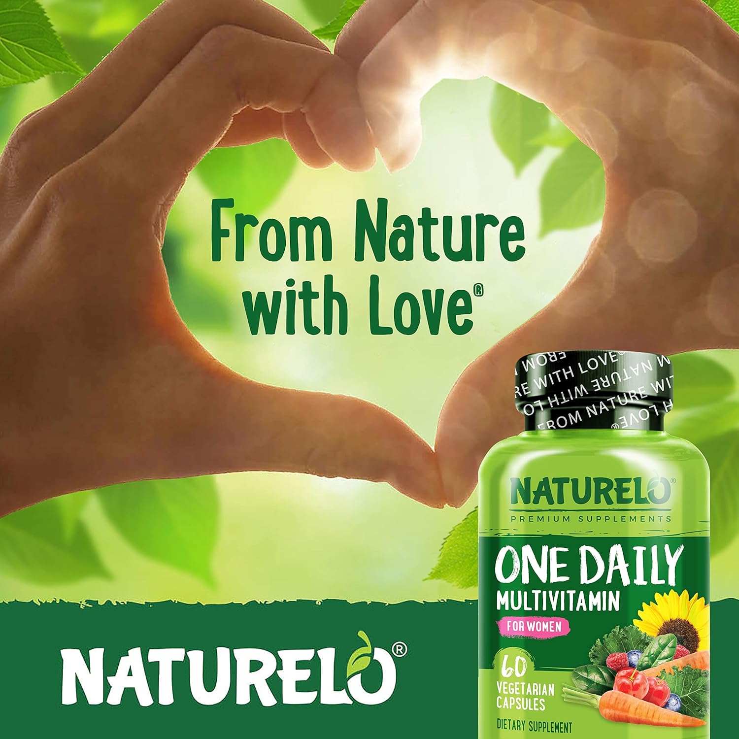 NATURELO One Daily Multivitamin for Women w/Vitamin B12, 60 Ct, Energy Support, Whole Food Daily Women Multivitamin Supplement, Nourish Hair/Skin/Nail, Non-GMO, No Soy, Gluten Free, 2 Month Supply - Image 6
