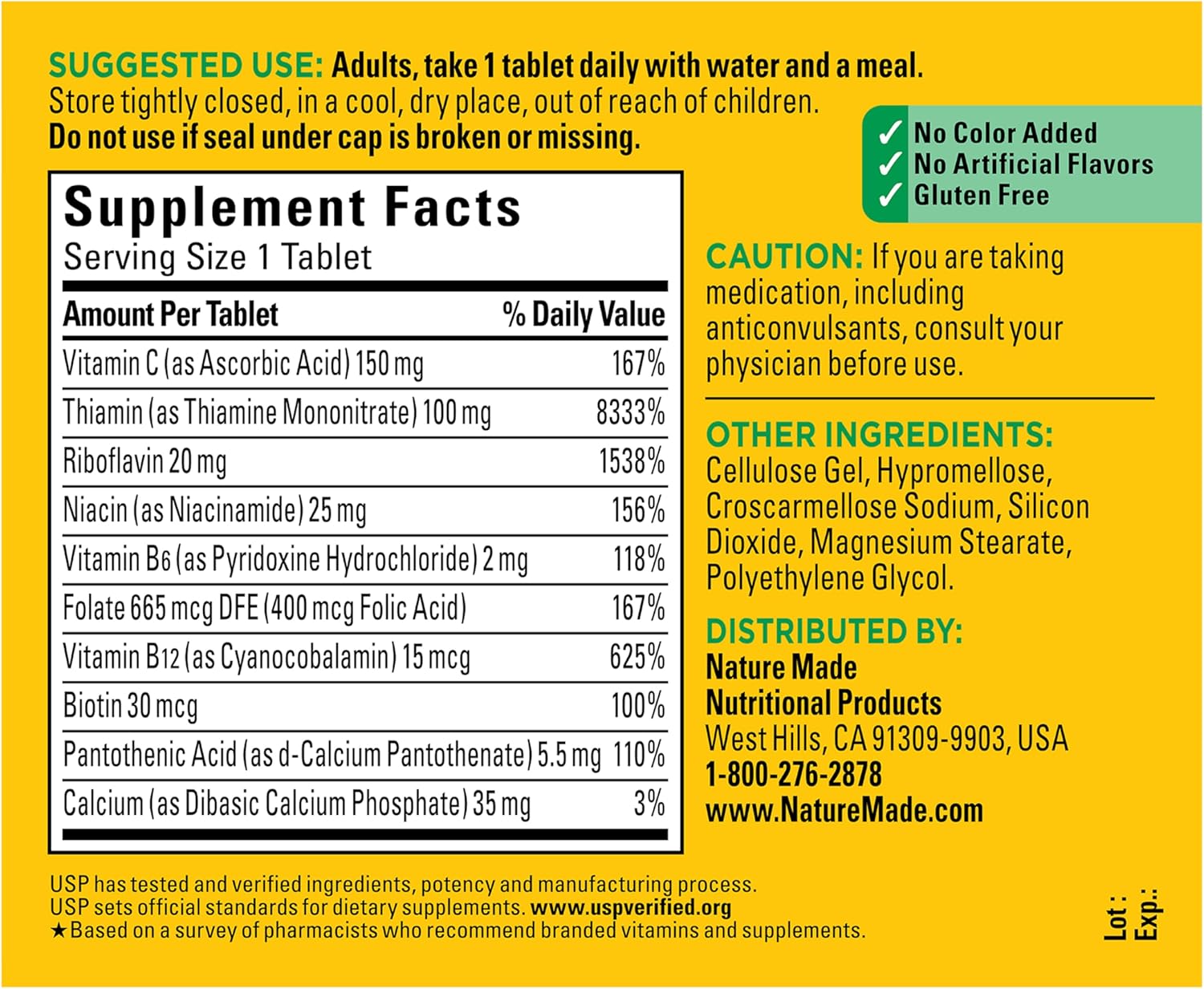 Nature Made Super B Complex with Vitamin C & Folic Acid, B Complex Vitamins for Women and Men, Dietary Supplement for Immune Support, 140 Tablets, 140 Day Supply - Image 8