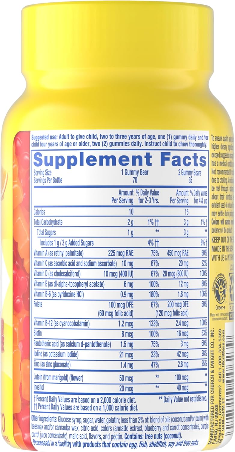 L’il Critters Gummy Vites Daily Gummy Multivitamin for Kids, Vitamin C, D3 for Immune Support Cherry, Strawberry, Orange, Pineapple and Blueberry Flavors, 70 Count Gummies - Image 4