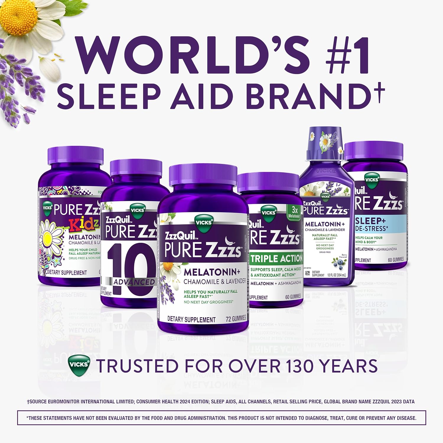 ZzzQuil, Pure Zzzs Melatonin Gummies, Sleep Aid, Melatonin 2mg, with Chamomile and Lavender, Melatonin Sleep Gummies, Sleep Aids for Adults, Wildberry Vanilla Flavored, 72 Sleep Gummies - Image 5