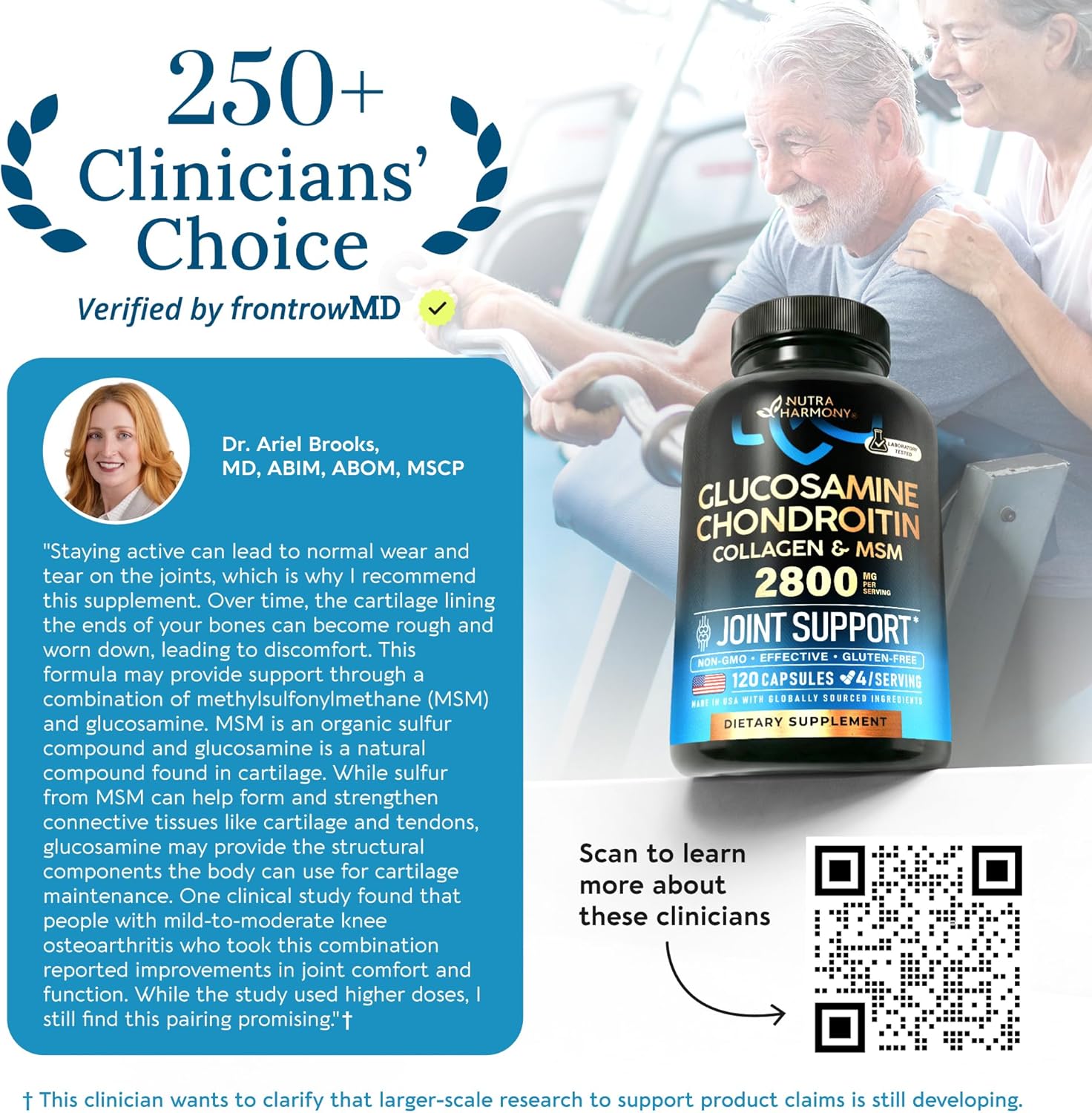 Glucosamine Chondroitin MSM Collagen | HSA | FSA Approved Product Items | Joint & Cartilage Support Supplement 2800 mg | Flexibility Nutritional Vitamins | Lab Tested | For Men & Women | 120 Capsules - Image 4
