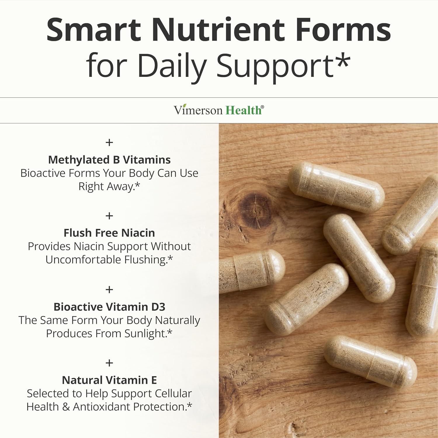 Vimerson Health Multivitamin for Men: Methylated B Vitamins, Chelated Minerals and Bioavailable D3 for Focus and Energy Support – Daily Mens Multivitamins and Multiminerals – 60 Capsules - Image 5