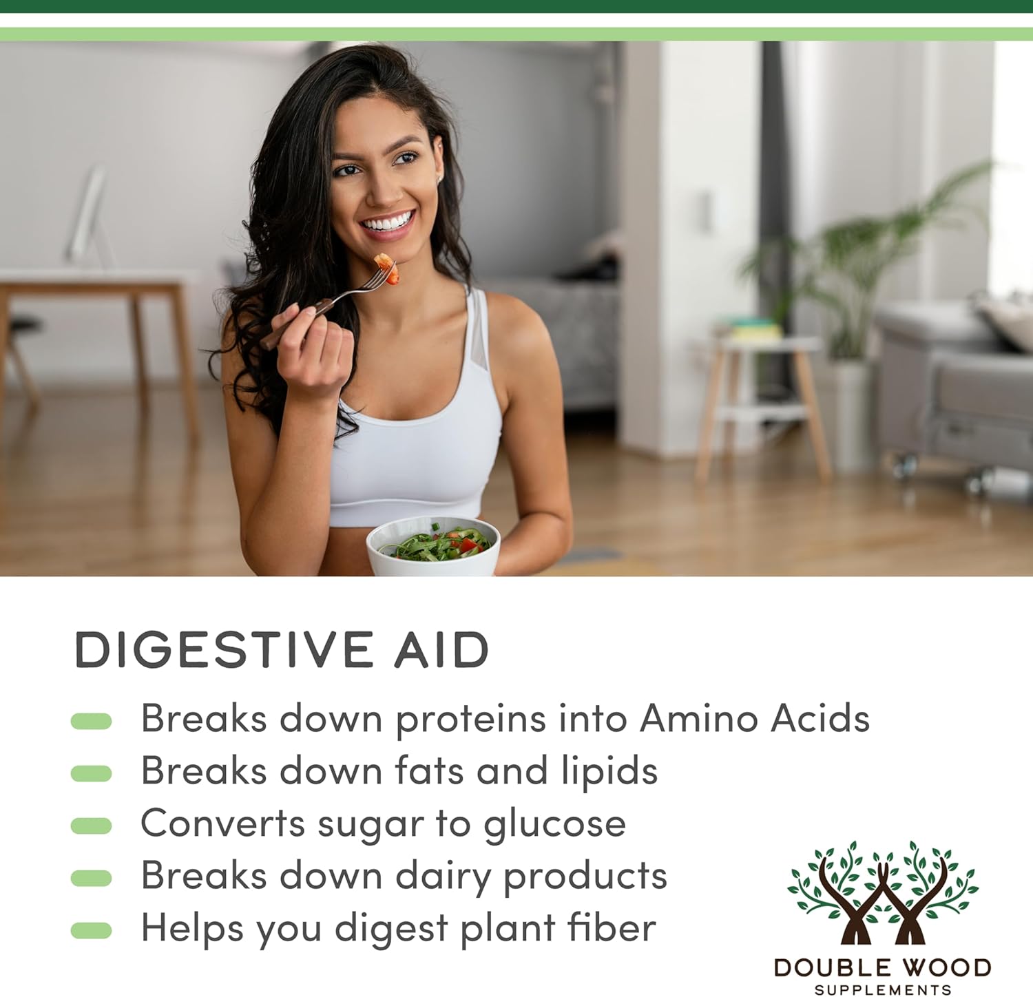 Digestive Enzymes - 800mg Blend of All 10 Most Essential Digestive and Pancreatic Enzymes (Amylase, Lipase, Bromelain, Lactase, Papain, Protease, Cellulase, Maltase, Invertase) by Double Wood - Image 4