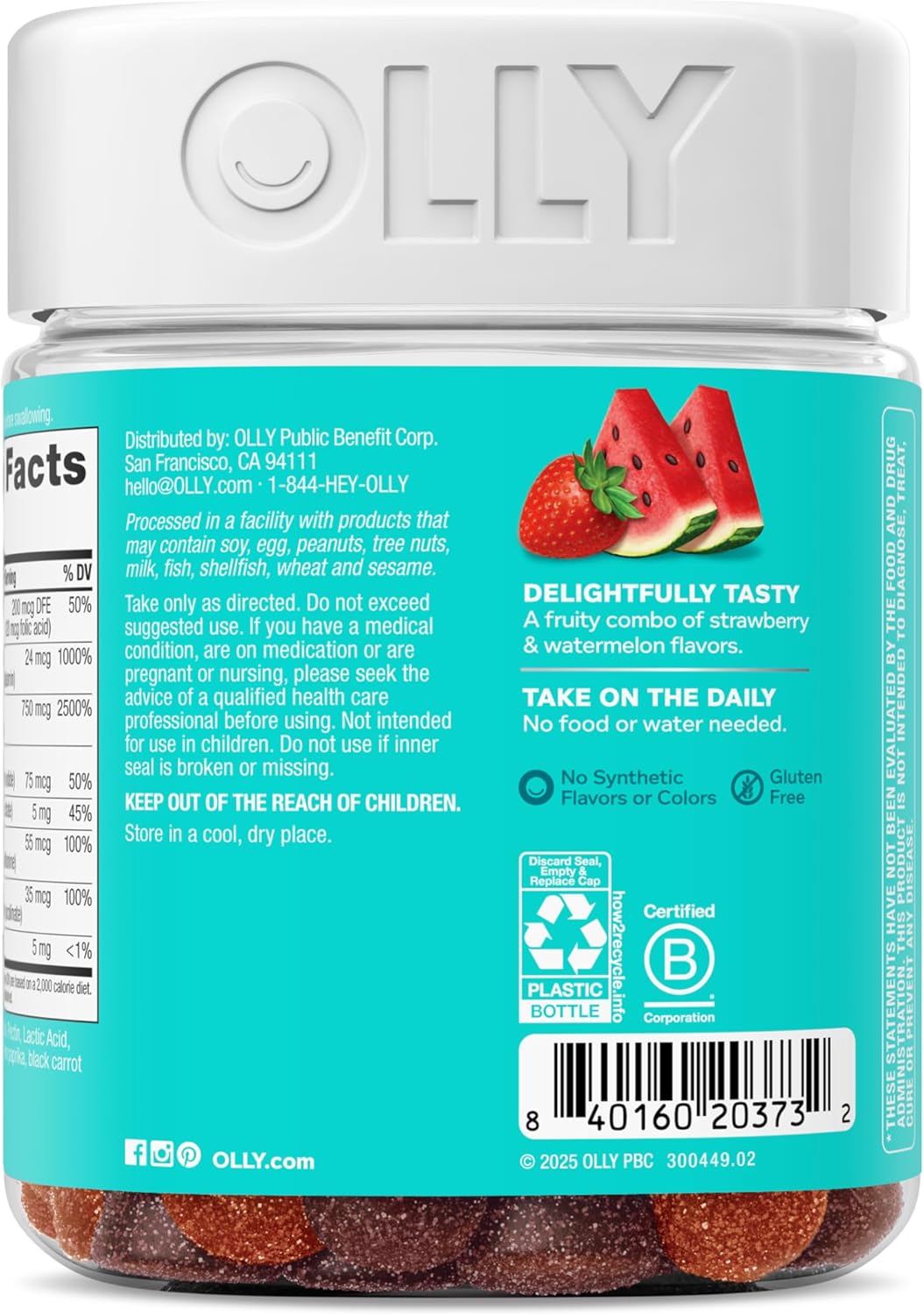 OLLY Teen Girl Multi Gummy, Healthy Skin and Immune Support,* Essential Vitamins, Biotin, Zinc, Chewable Multivitamin, Strawberry Melon Flavored, 50 Day Supply - 100 Count - Image 9