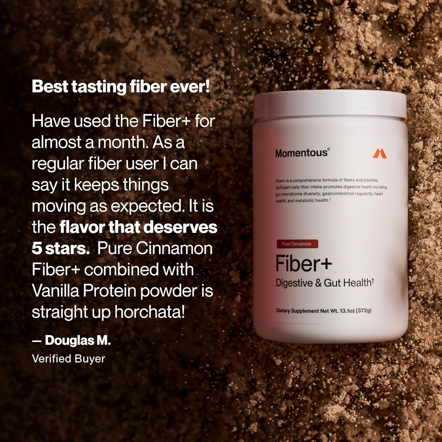 Momentous Fiber+ - Daily Multi-Source Fiber Blend to Support Nutrient Absorption, Natural Energy Production, & Recovery - NSF Certified for Sport - Non-GMO & Gluten-Free - 30 Servings - Pure Cinnamon - Image 4