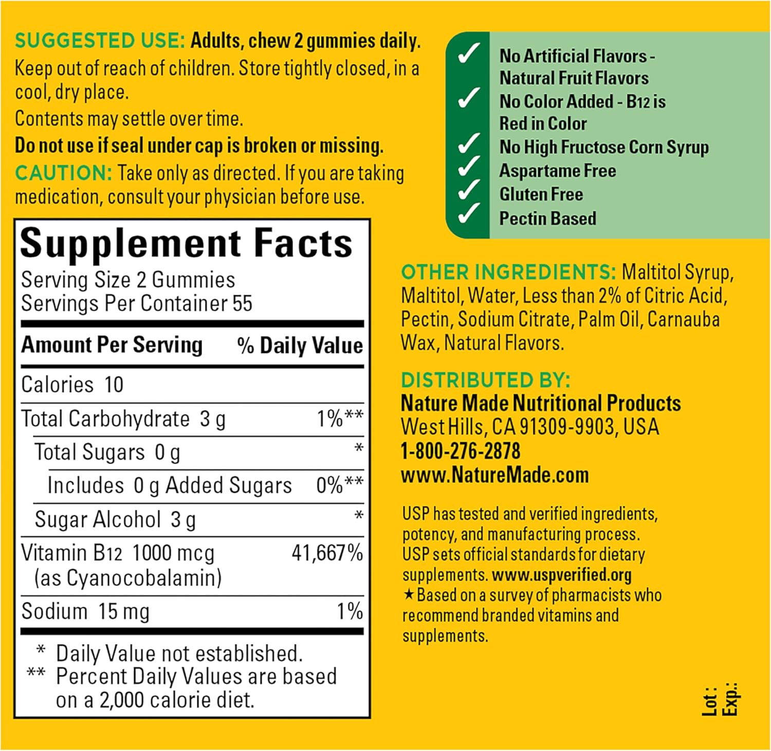 Nature Made Zero Sugar Energy Vitamin B12 Gummies 1000 mcg per Serving, B12 Vitamin, Energy Metabolism Support, Aspartame Free, 110 Sugar Free Gummies, 55 Day Supply - Image 11