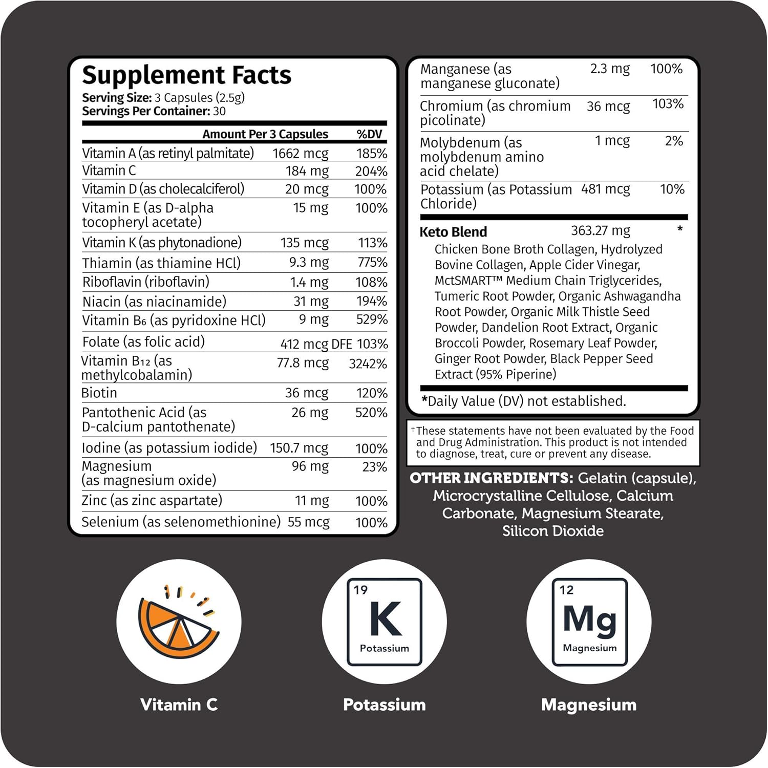 Vitamin Bounty Tune Your Keto Multivitamin with Magnesium & Potassium - Daily Supplements for Men & Women on Keto Diet - Energy & Cramp Relief - Ketosis Support - GLP-1 Support - 90 Capsules - Image 3