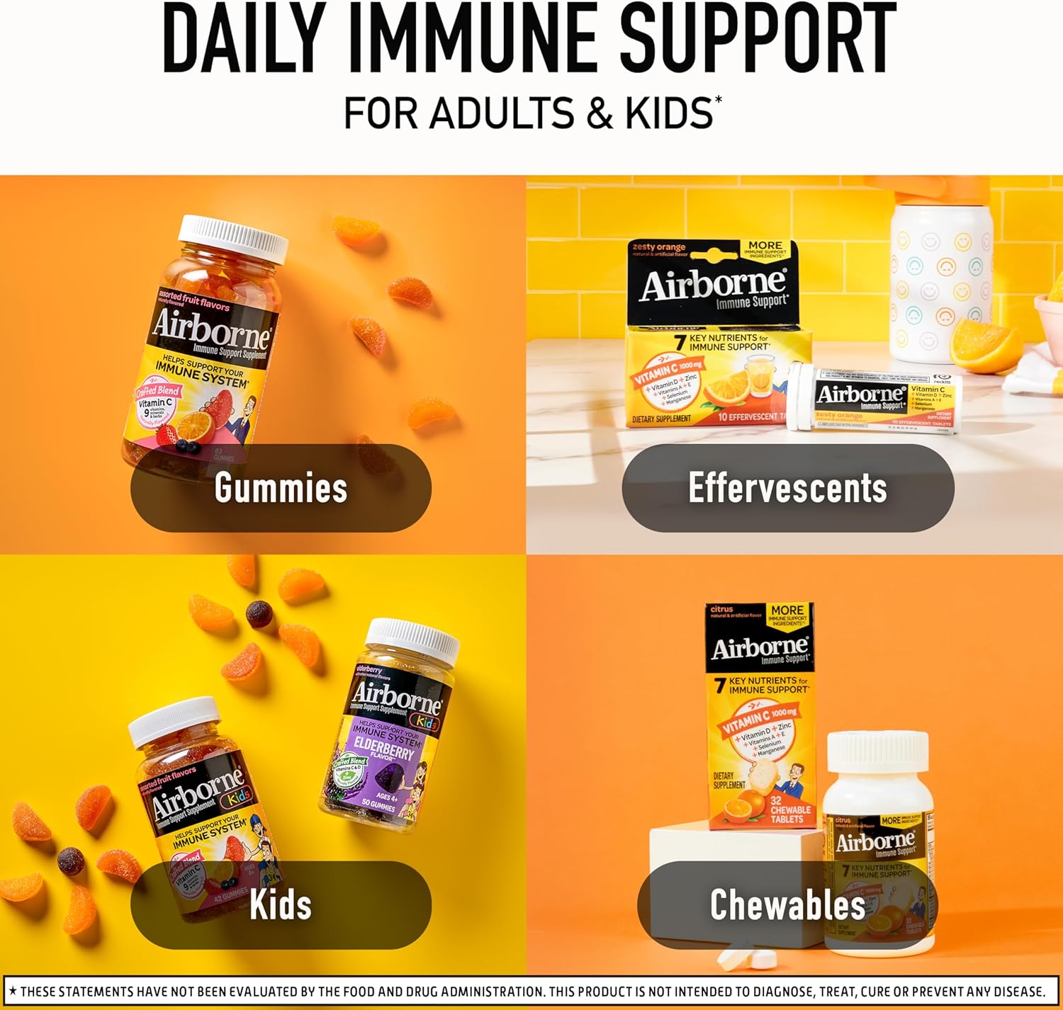 Airborne Citrus Chewable Tablets, 116ct | Immune Support Supplement with 1000mg Vitamin C + Vitamins A, D, E, Zinc,Selenium, & Manganese | Herbal Blend | Gluten Free - Image 8