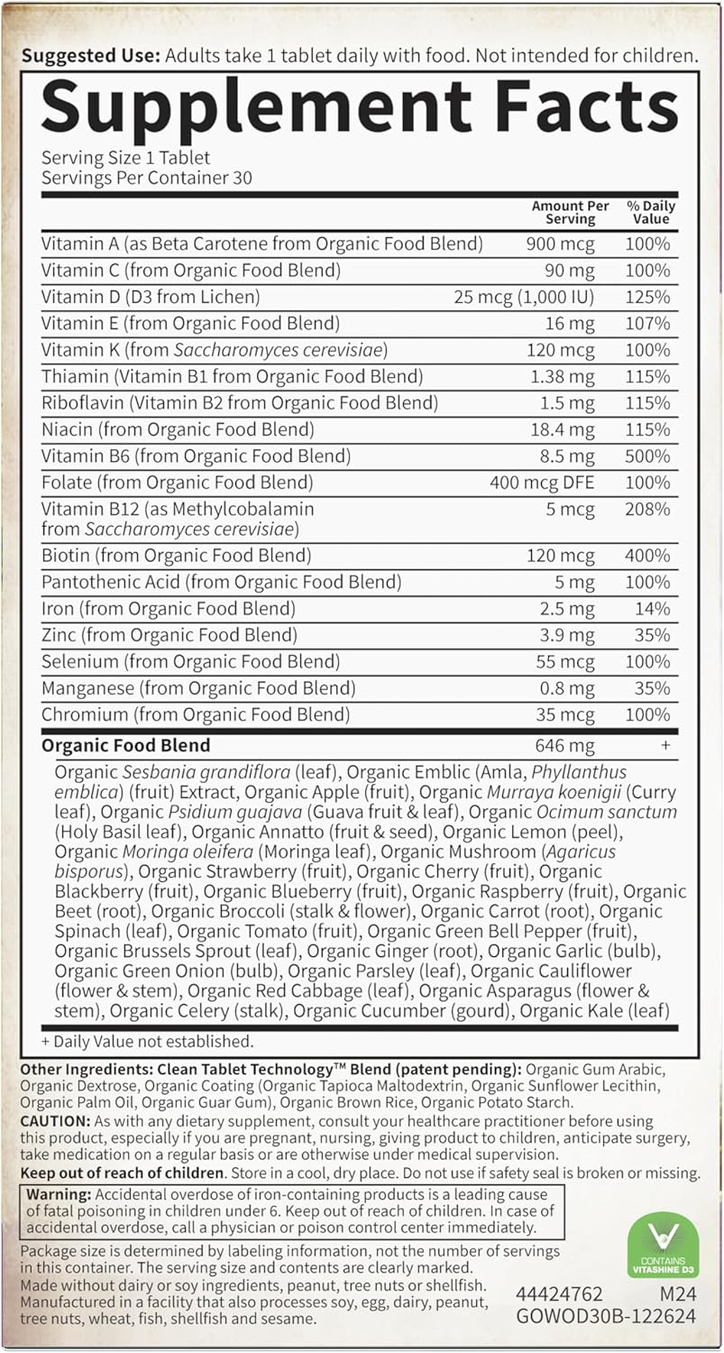 Garden of Life Organics Multivitamin for Women - Women's Once Daily Multi - Whole Food Multi with Iron, Biotin, Vegan Organic Womens Multivitamin for Health, Energy Hair Skin and Nails, 30 Tablets - Image 10