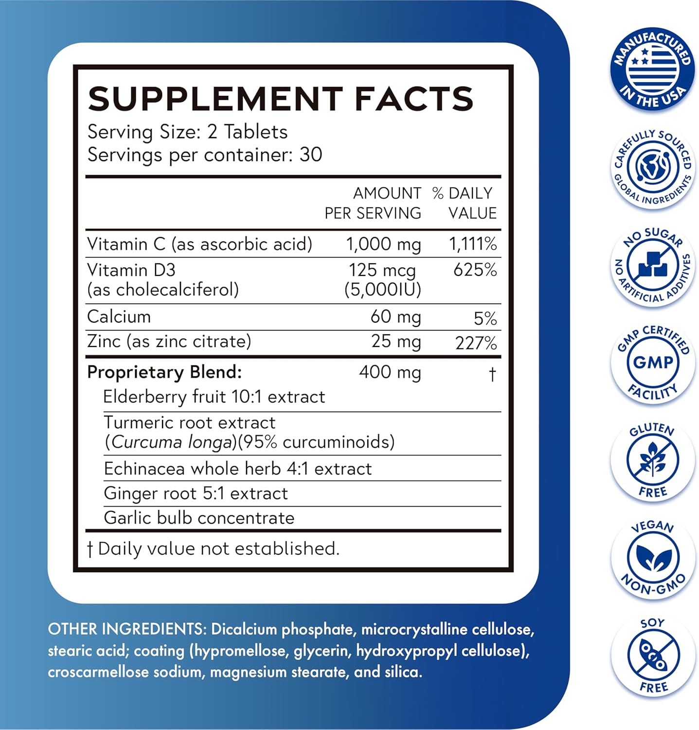 ILIVA-by-INDICAID 9-in-1 Immune Support Supplement: Daily Serving for Respiratory Immunity, Vitamin C, D3, Calcium, Zinc, Proprietary Herbal Elderberry+echinacea+Turmeric. 60 Tablets for 30 Days - Image 7