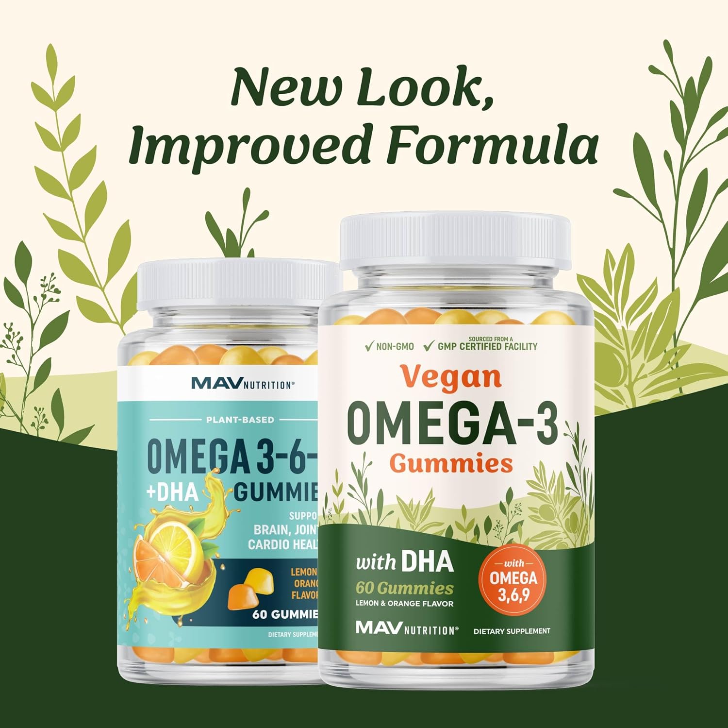 Omega 3 6 9 + DHA Gummies | Plant-Based Triple Omegas from Algae, Flaxseed & Safflower Oil | 50mg of DHA | Vegetarian, Non-GMO, Gluten-Free, Essential Fatty Acid Supplements for Adults | 60 Gummies - Image 2