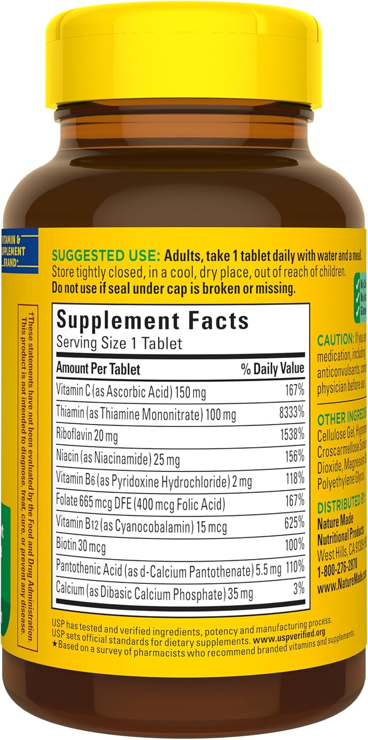 Nature Made Super B Complex with Vitamin C & Folic Acid, B Complex Vitamins for Women and Men, Dietary Supplement for Immune Support, 140 Tablets, 140 Day Supply - Image 9