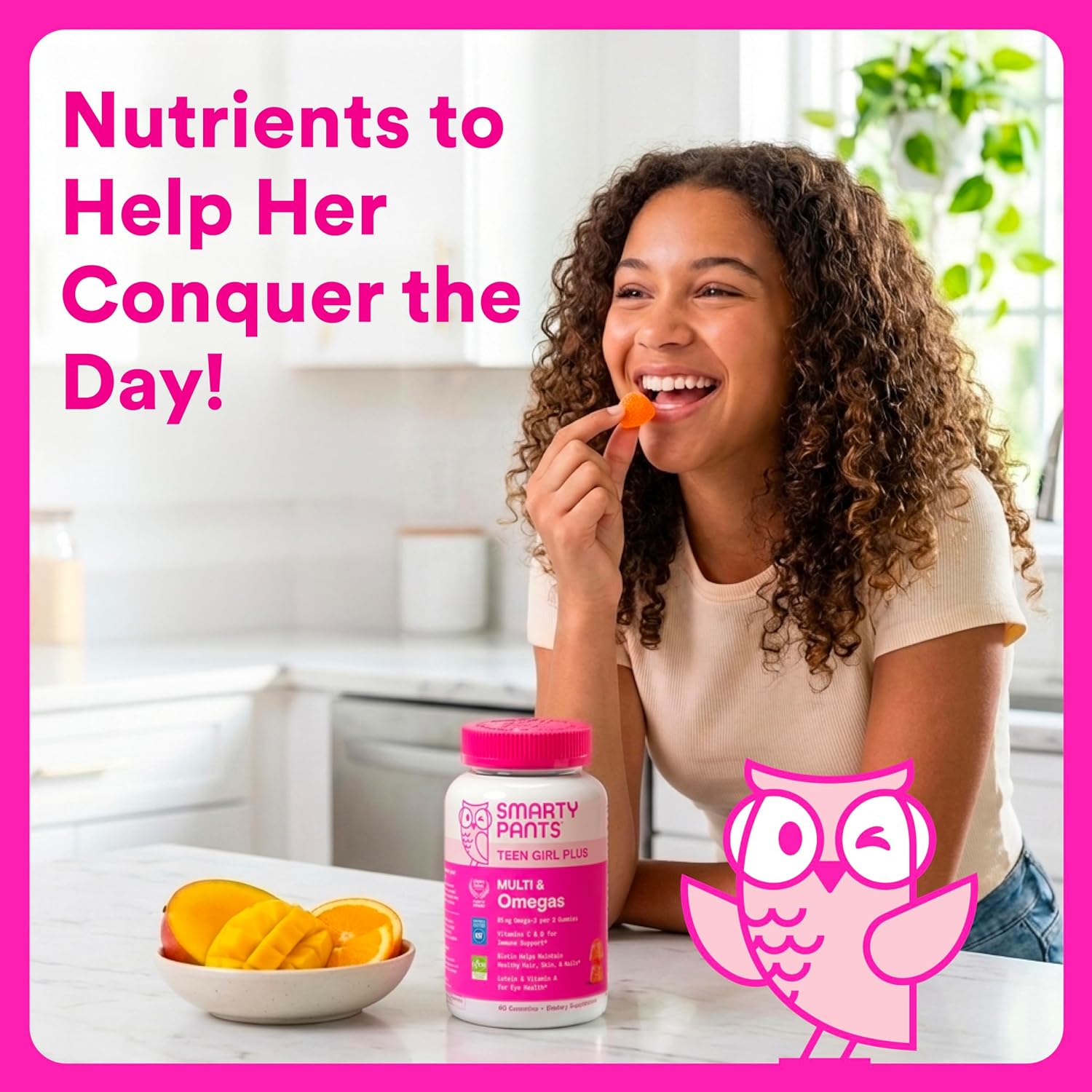 SmartyPants Teen Girl Multivitamin Gummies, Omega 3 (DHA/EPA), Vitamin C, D3, B12, Vitamin A, K & Zinc, Biotin to Support Hair, Skin & Nails, Gluten Free, 60 Count (30 Day Supply) - Image 7