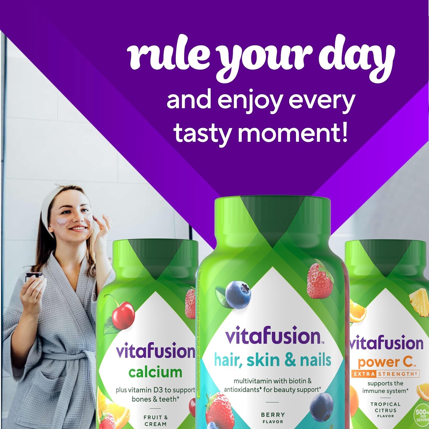 Vitafusion Gorgeous Hair, Skin Nails Multivitamin Gummy Vitamins, plus Biotin and Antioxidant vitamins CE, Raspberry Flavor, 100ct (33 day supply), from America’s Number One Gummy Vitamin Brand - Image 9