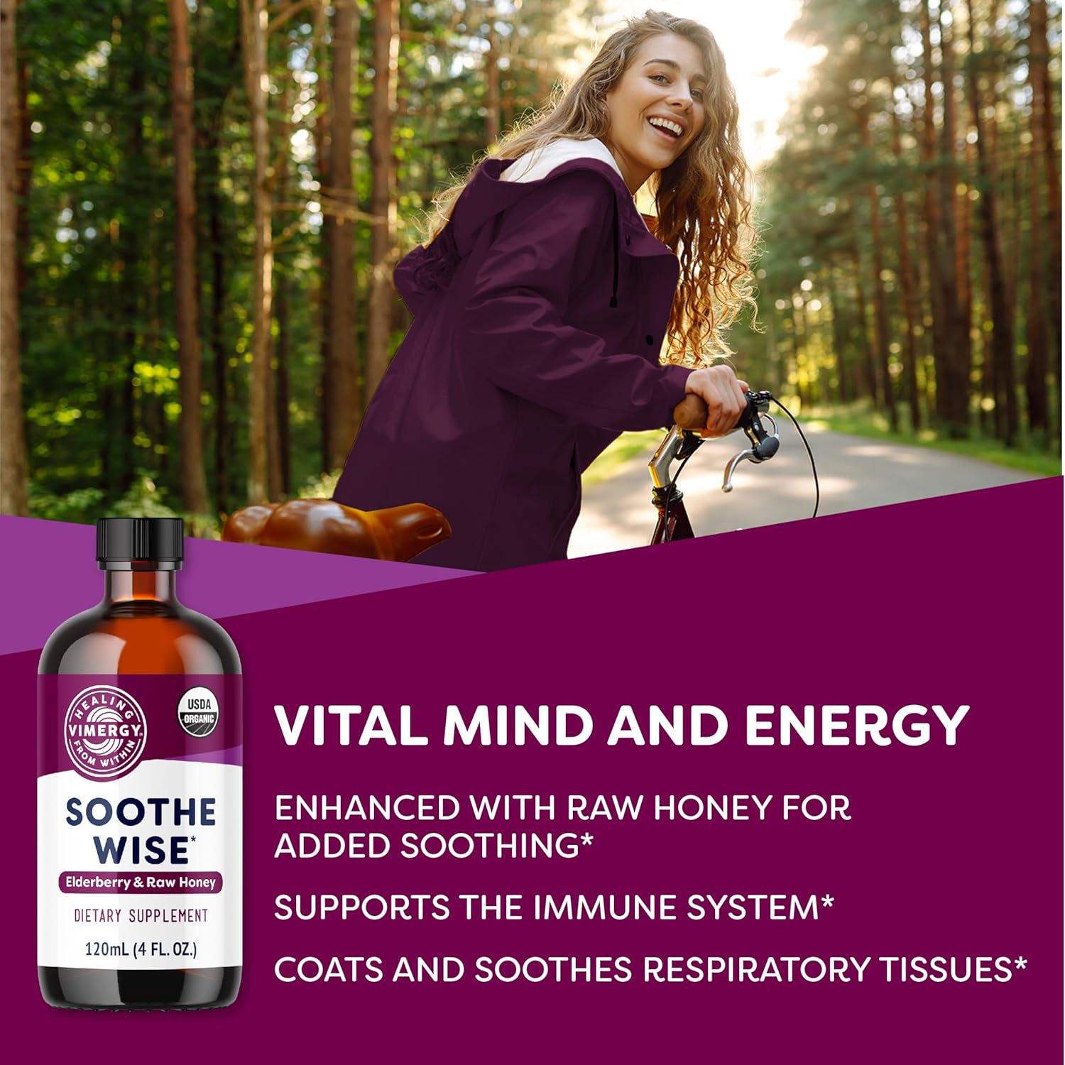 Vimergy Soothe Wise* – USDA Certified Organic – Immune Support with Elderberry & Honey – 24 5mL (1 TSP) Servings (940 mg Extract Per Serving) – Vegan, Paleo-Friendly, Gluten-Free (120 mL) - Image 2