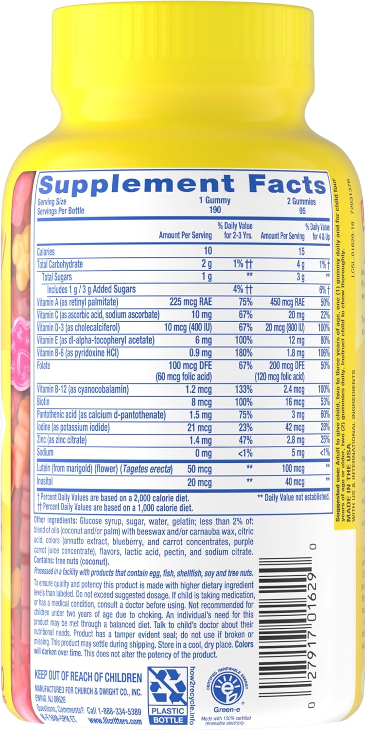 L'il Critters Gummy Vites Daily Kids Multivitamins Assorted Fruit Flavors for Ages 2+ Toddlers & Kids, Gummy Vitamin with Vitamin C and D, 95-190 Day Supply, 190 Gummies - Image 10