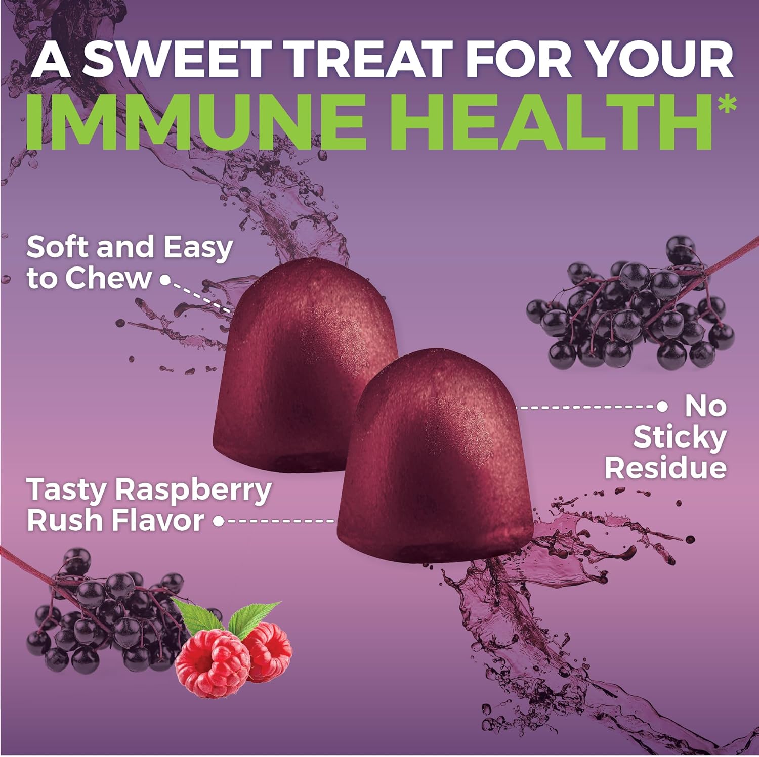 Elderberry Vitamin C and Zinc Immune Support Gummies , Made of 150mg Black Elderberry Per Serving for Adults, Sambucus Elderberry Gummies with Raspberry Rush Flavor, USDA Organic, Non-GMO, (120 Count) - Image 4