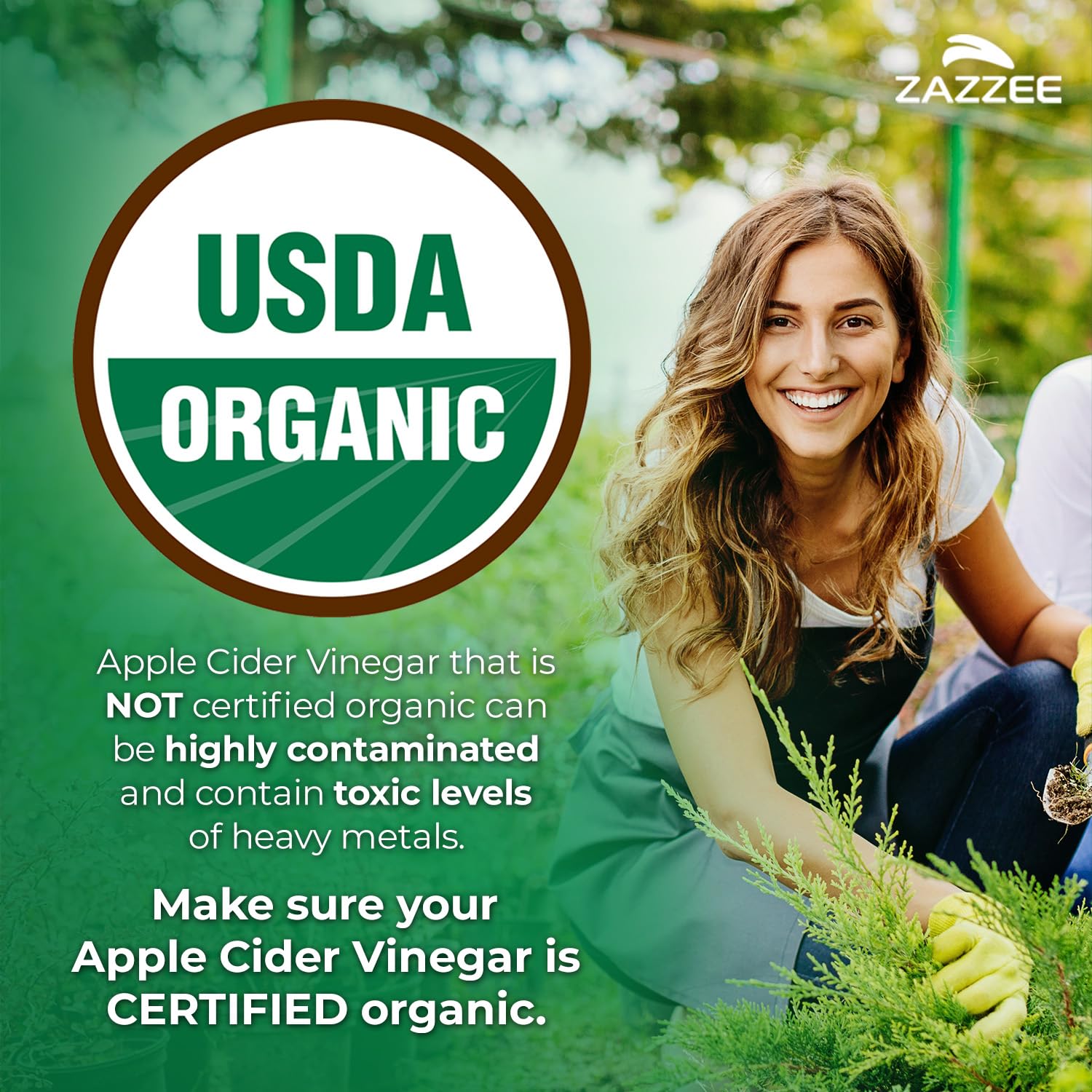 Zazzee USDA Organic Apple Cider Vinegar, With the Mother, 1800 mg per Serving, 150 Vegan Capsules, 50 Day Supply, Fermented ACV, Digestive Support Formula, All-Natural, Non-GMO, Made in the USA - Image 4