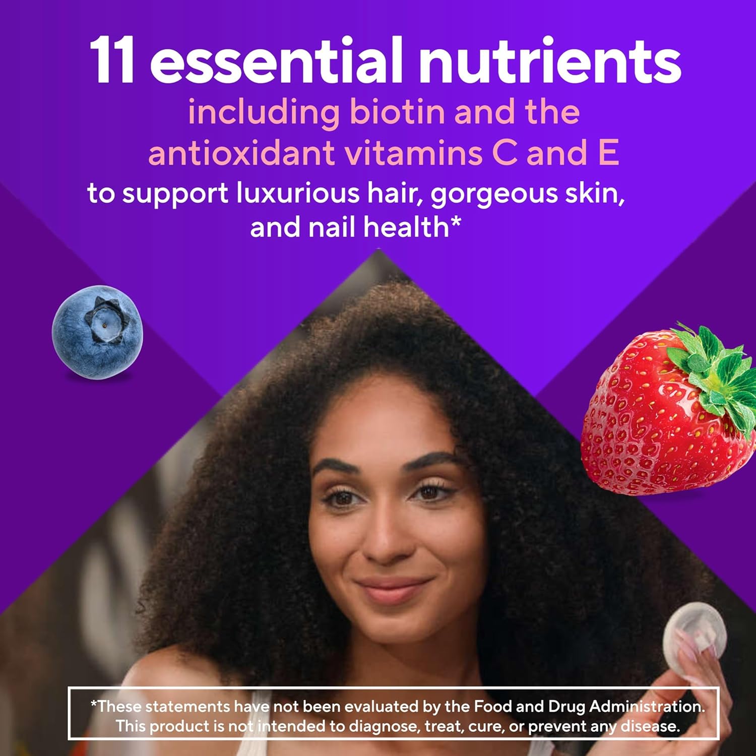 Vitafusion Gorgeous Hair, Skin Nails Multivitamin Gummy Vitamins, plus Biotin and Antioxidant vitamins CE, Raspberry Flavor, 100ct (33 day supply), from America’s Number One Gummy Vitamin Brand - Image 5