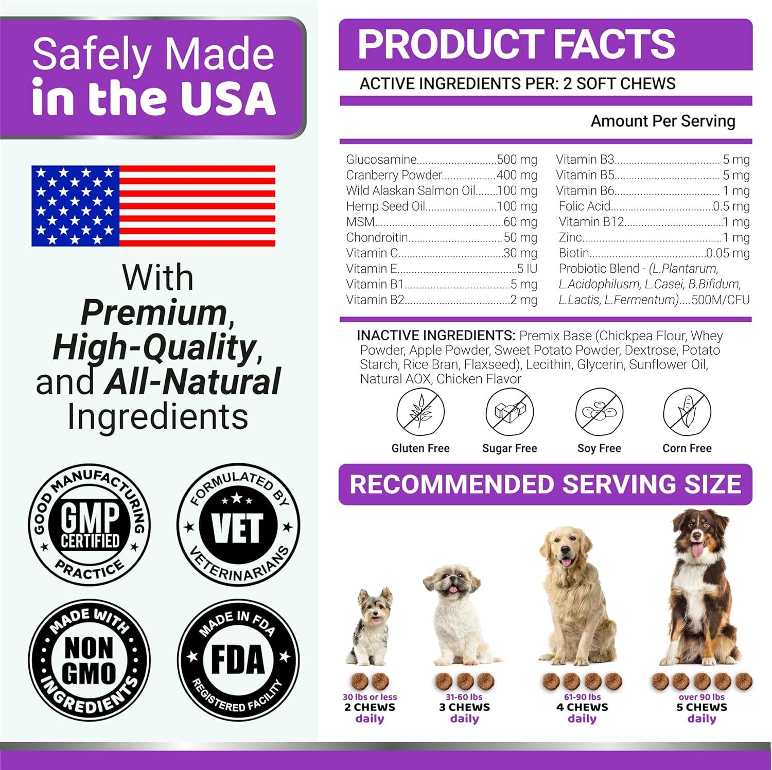 Dog Multivitamin Chewable with Glucosamine - 240 Treats - Dog Vitamins and Supplements - Senior & Puppy Multivitamin for Dogs - Hip & Joint Support - Immune Health, Skin, Heart, Digestion, Probiotics - Image 6