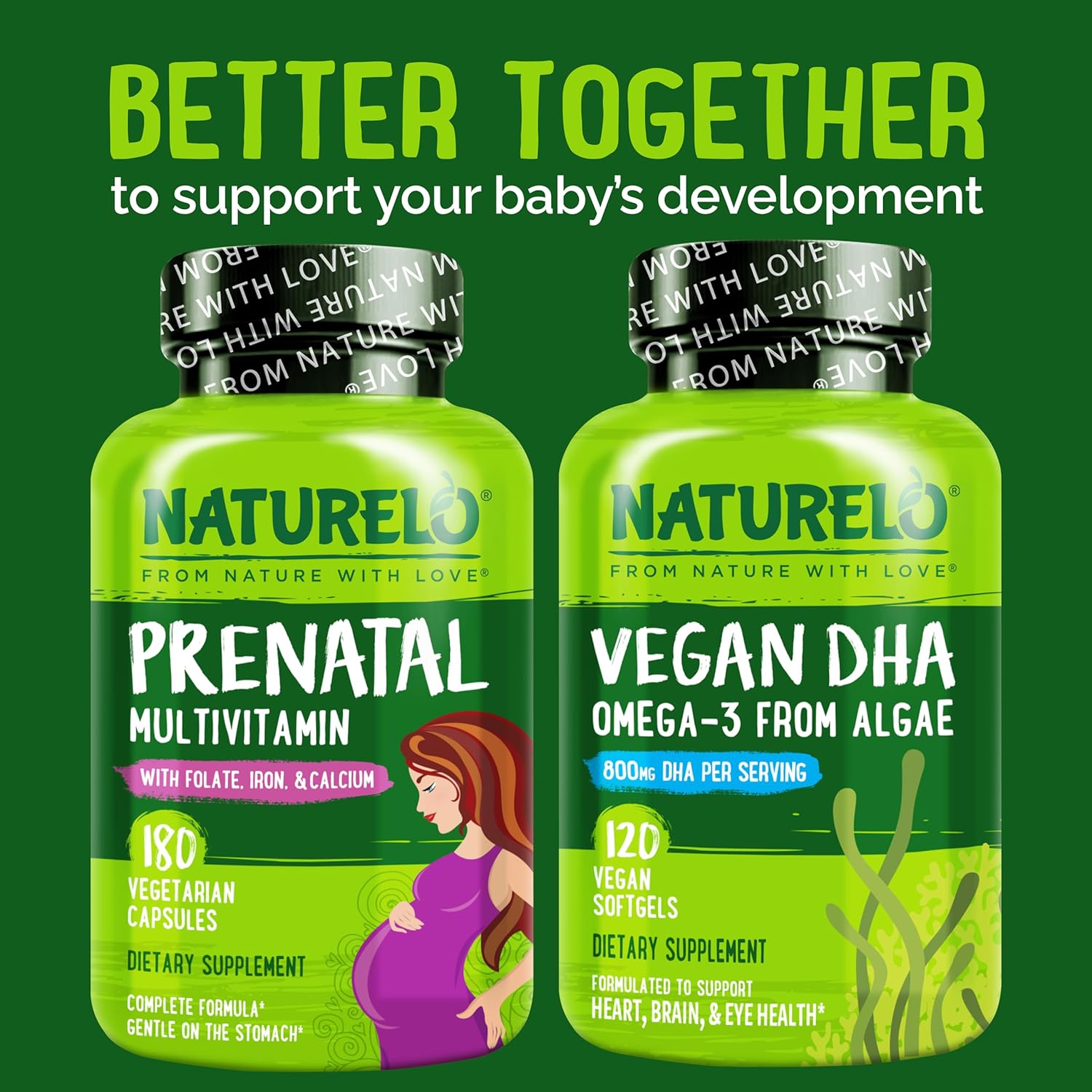 NATURELO Prenatal Multivitamin with Gentle Chelated Iron, Methyl Folate, Plant Calcium & Choline - Vegan, Vegetarian - Non-GMO - Gluten Free - 180 Capsules - 2 Month Supply - Image 8