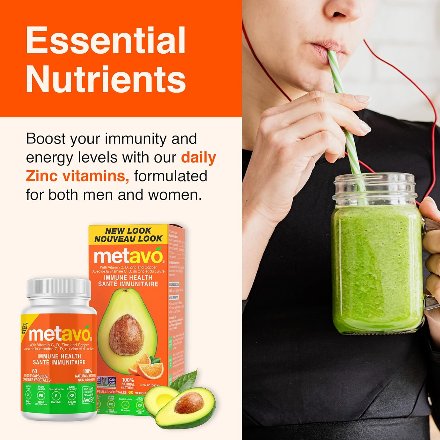 Metavo Immune Health - Natural Immune Support Supplement, Essential Zinc Supplements for Men & Women Enriched with Vitamin C, D & Copper, 60 Vegan Capsules, 30 Servings - Image 6