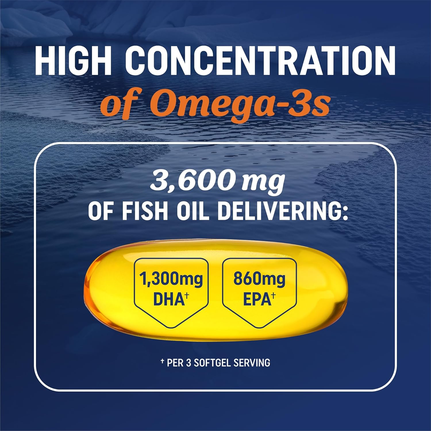 Triple Strength Omega 3 Fish Oil 3600 mg | EPA & DHA | Over 2100mg Omega-3 Fatty Acids | 1300mg EPA + 860mg DHA | Best Essential Fatty Acids | Premium Wild Caught & Burpless Fish Oil | 120 Ct - Image 2