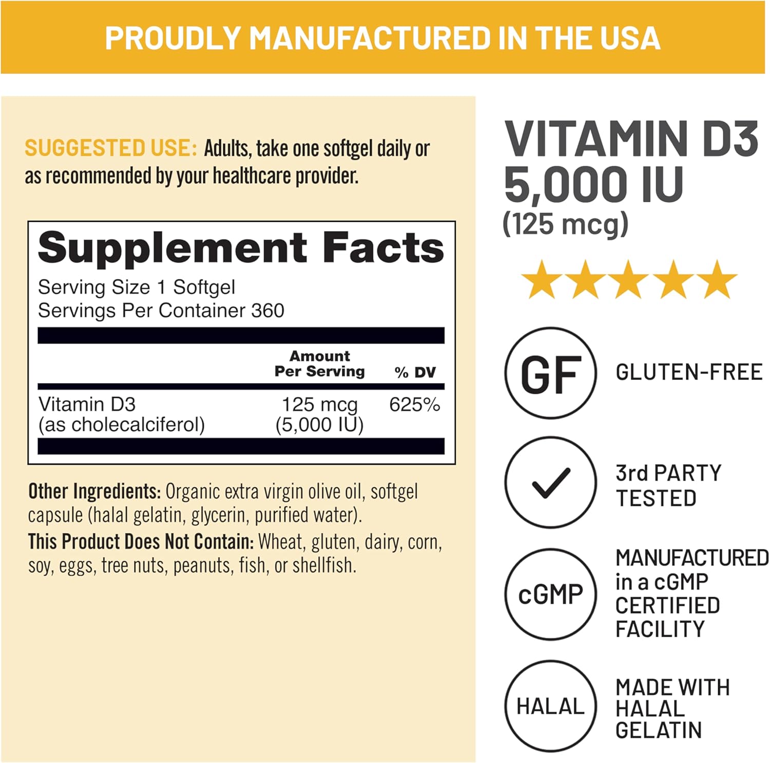 NatureWise Vitamin D3 5000iu (125 mcg) 1 Year Supply for Immune Support, Healthy Muscle Function, and Bone Health, Gluten Free in Organic Extra Virgin Olive Oil, (Mini Softgel), 360 Count - Image 4