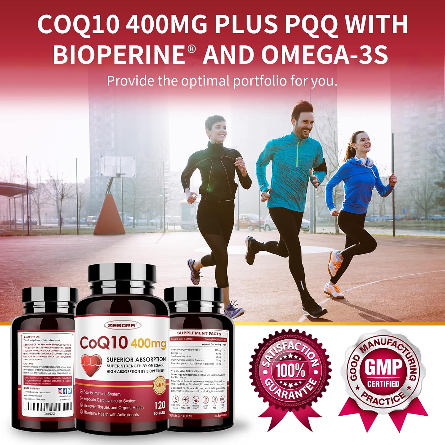ZEBORA CoQ10-400mg-Softgels with PQQ, BioPerine & Omega-3, Coenzyme Q10(Ubiquinone) Supplement for High-Absorption, Powerful-Antioxidant, Support Heart & Energy-Production, 120 Servings - Image 7