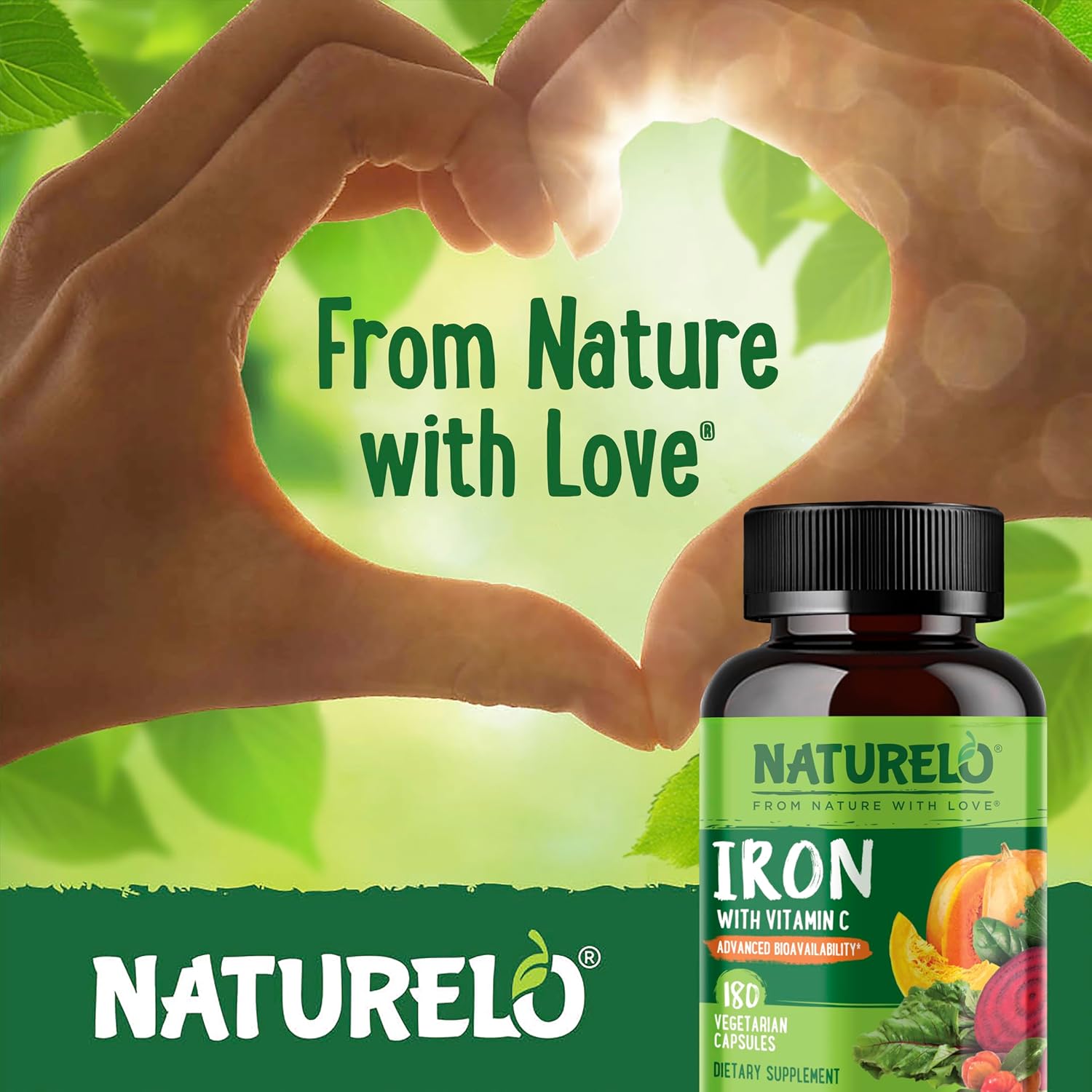 NATURELO Vegan Iron Supplement with Vitamin C and Organic Whole Foods - Gentle Iron Pills for Women & Men with Iron Deficiency Including Pregnancy, Anemia and Vegan Diets - 180 Mini Capsules - Image 6