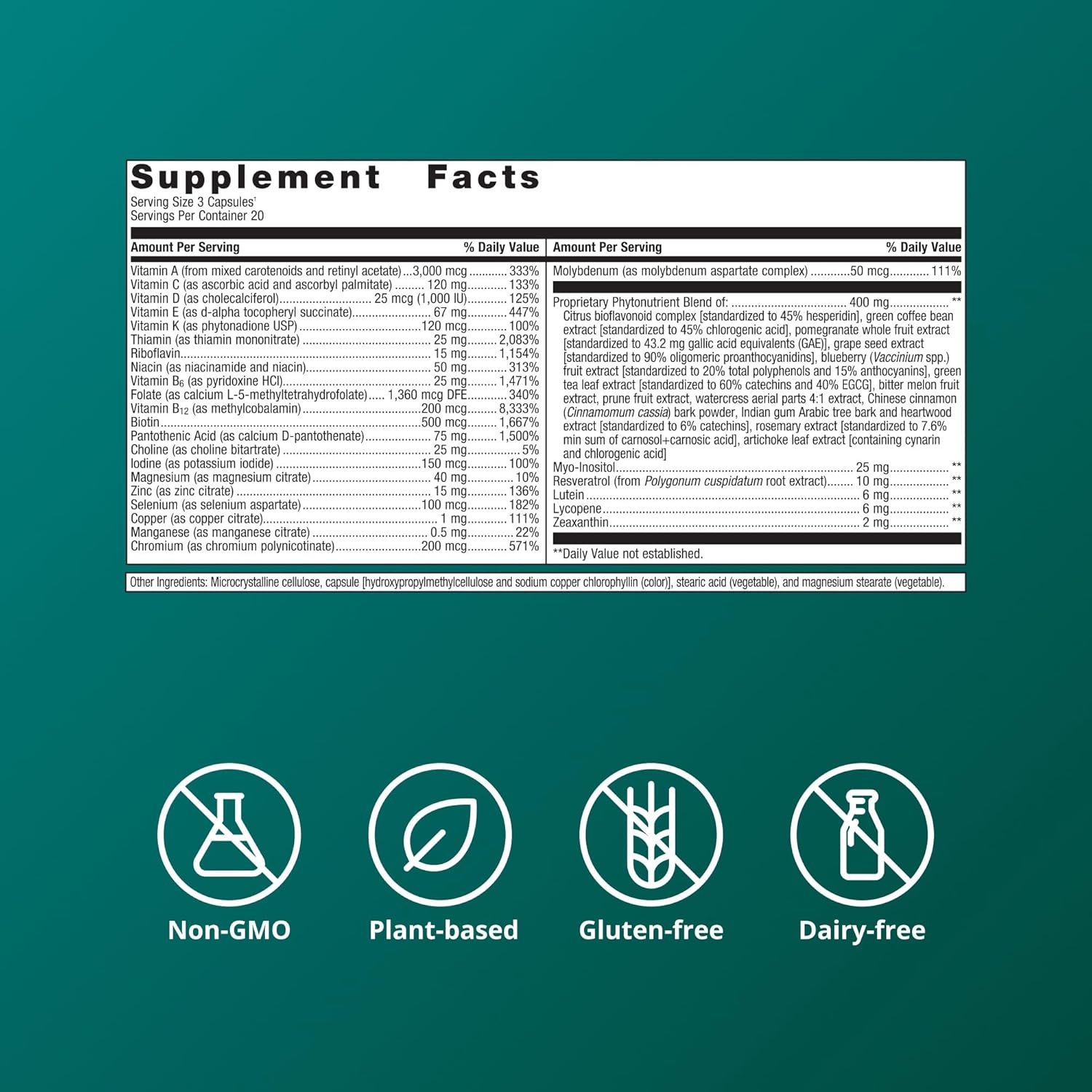 Metagenics PhytoMulti Multivitamin - 20+ Essential Vitamins & Minerals with Phytonutrients - Supports Healthy Aging, Cellular Health, Energy & Immune Function - Non-GMO & Gluten-Free - 60 Capsules - Image 7