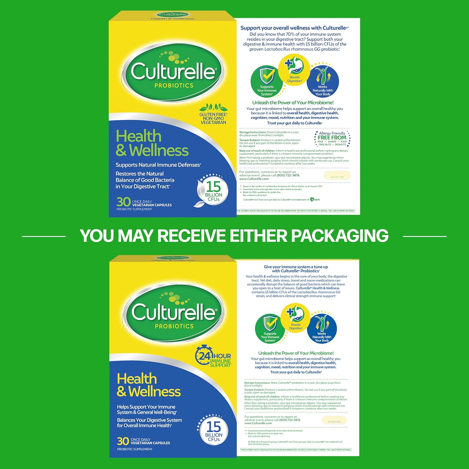 Culturelle Health & Wellness Daily Probiotic Supplement For Men & Women, Helps Support Your Immune System, Occasional Diarrhea, Gas & Bloating, 15 Billion CFUs, Non-GMO, 30 Count - Image 6