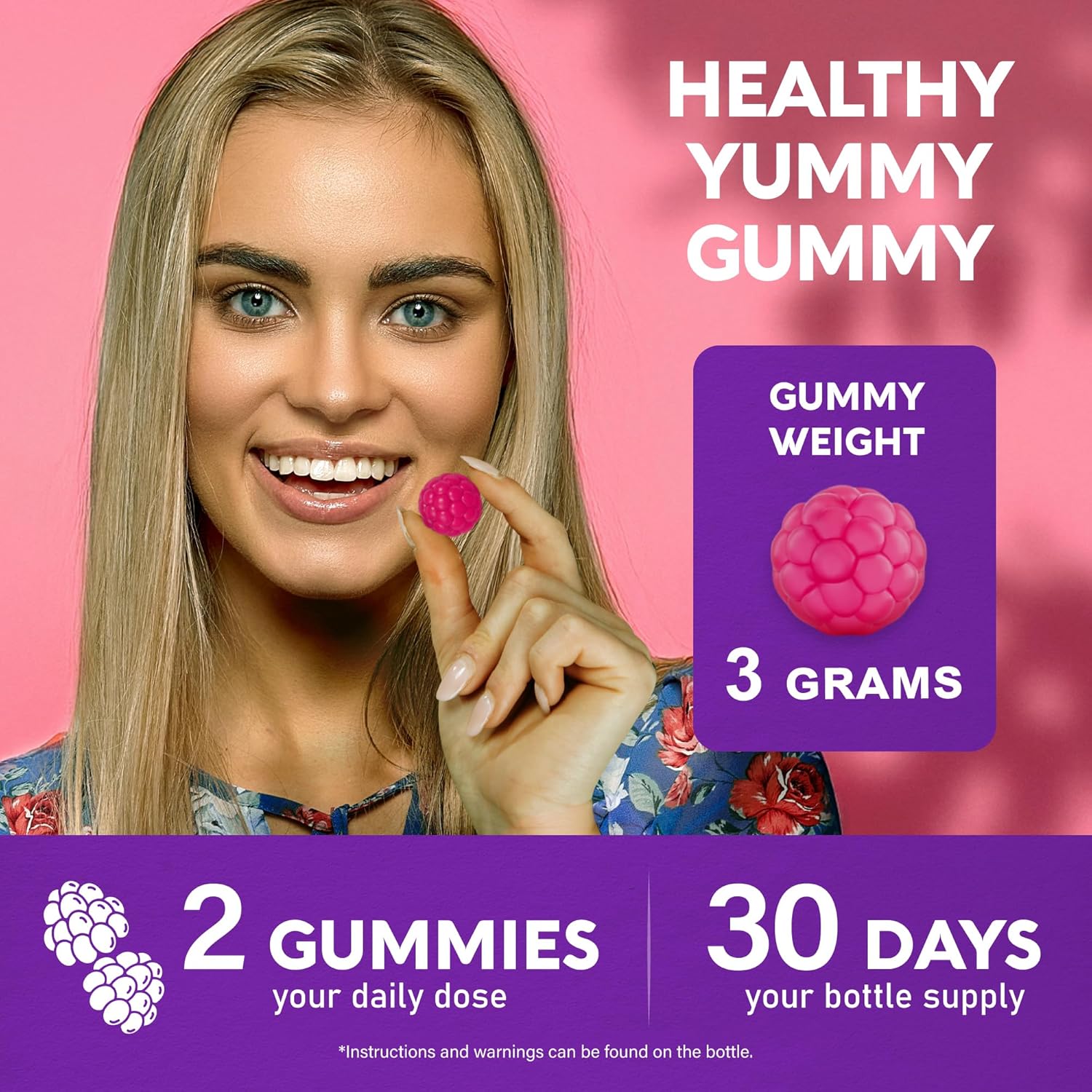 Biotin Gummies with Collagen - Hair Growth Support, Skin, & Nail Strength - for Women & Men - Biotin 10000mcg | Keratin | Hyaluronic Acid | B-Complex | Nettle - Sugar-Free, Mixed Berry, 60 Gummies - Image 7
