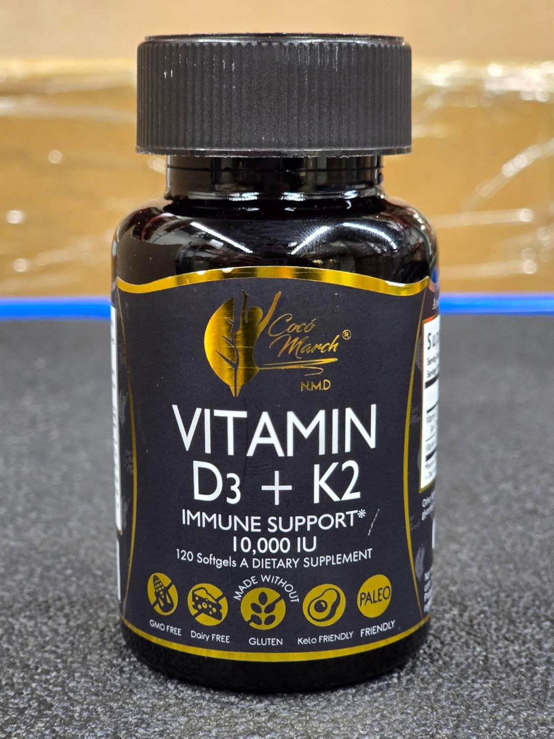 Cocó March N.M.D Vitamin D3+K2 10,000 IU - High Potency Supplement for Women & Men, Immune Support, Bone & Joint Health - Gluten-Free, Non-GMO, 4 Month Supply, 250 mcg D3, 180 mcg of Vitamin K2 - Image 2