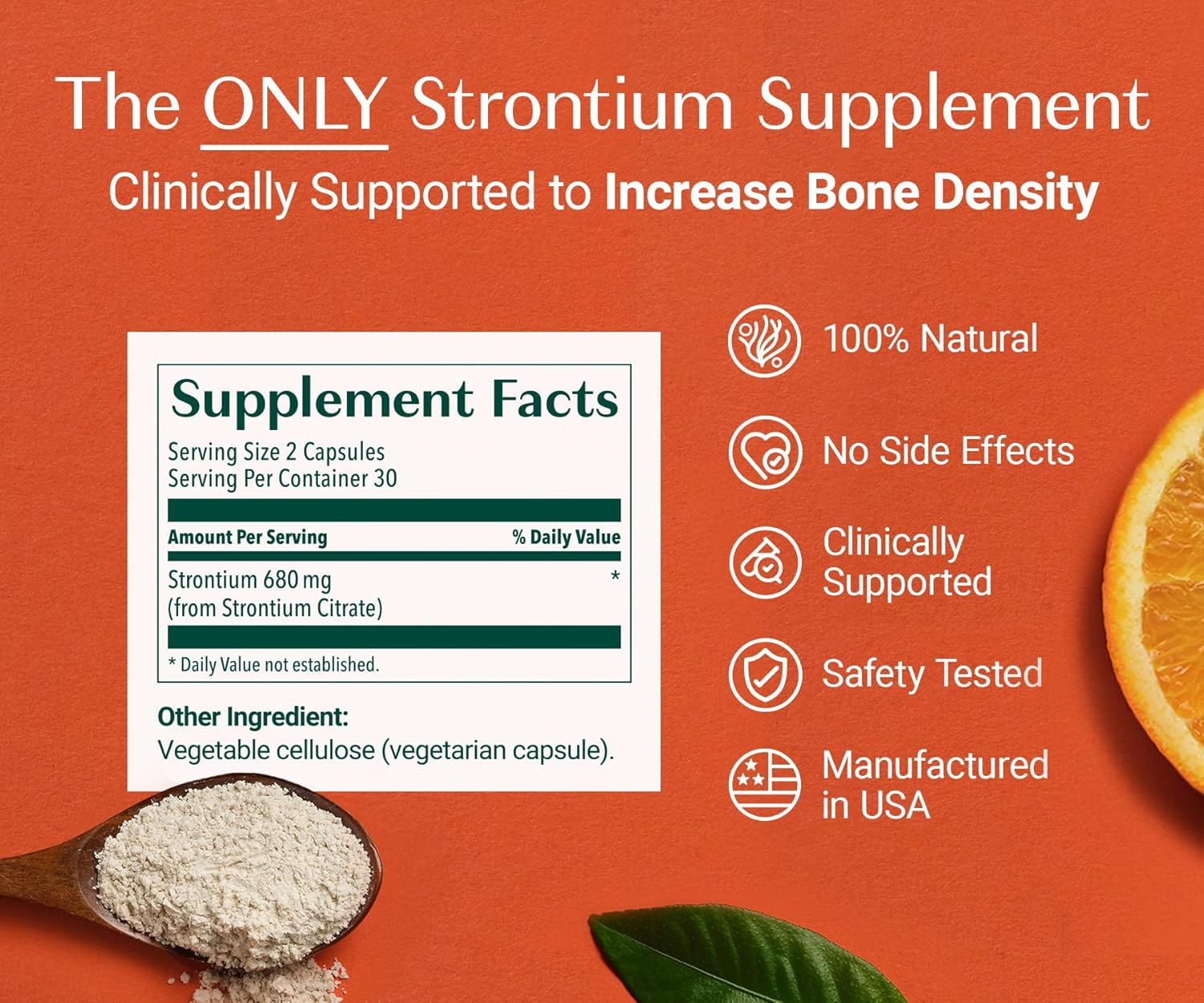 AlgaeCal - Strontium Boost, Natural Calcium Supplement for Bone Density Increase, Strontium Citrate 680 mg, Easy to Swallow for Bone Health & Bone Strength, Gluten-Free - 60 Veggie Caps- Made in USA - Image 6