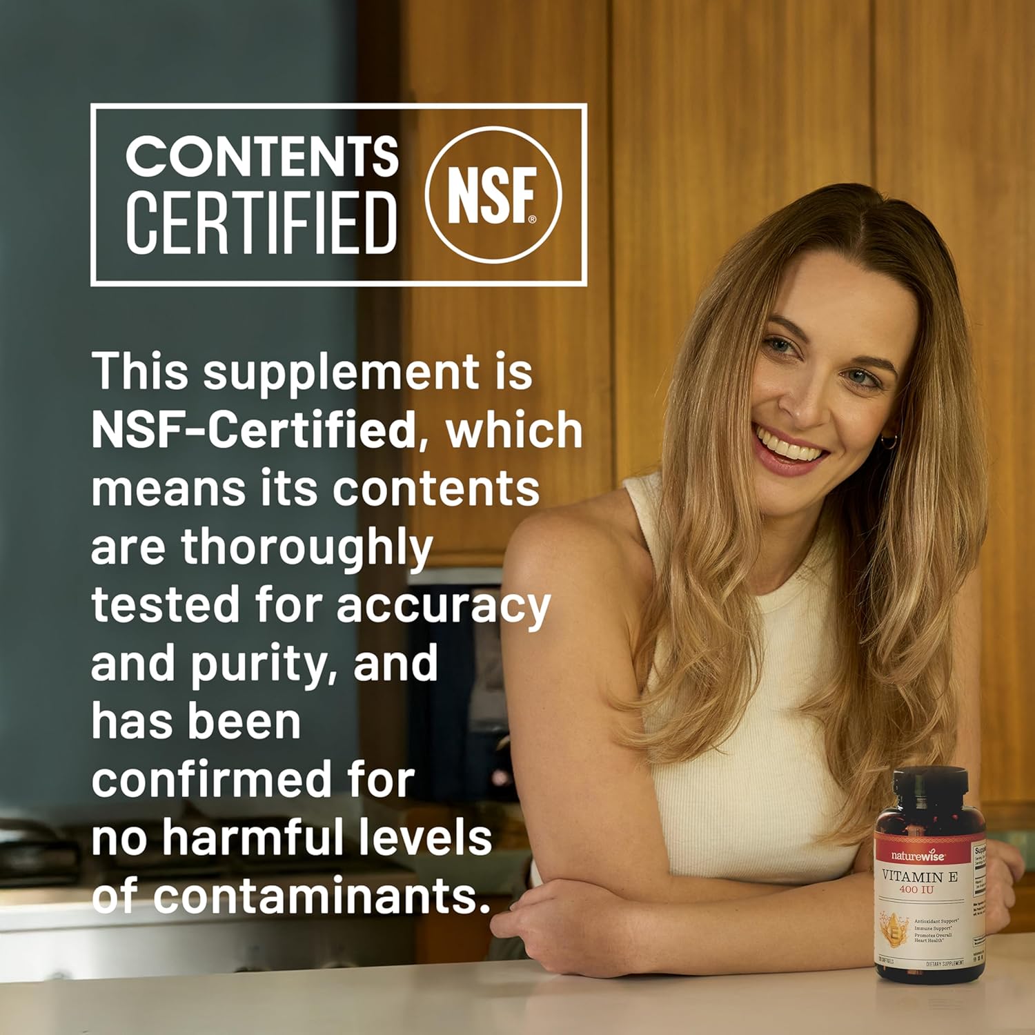 NatureWise Vitamin E 400 IU Softgels (180mg DL-Alpha) - Dairy, Gluten & Soy Free - Antioxidant-Rich Dietary Supplement for Skin, Heart, and Immune Health Support - 4-Month Supply, 120 Count - Image 7