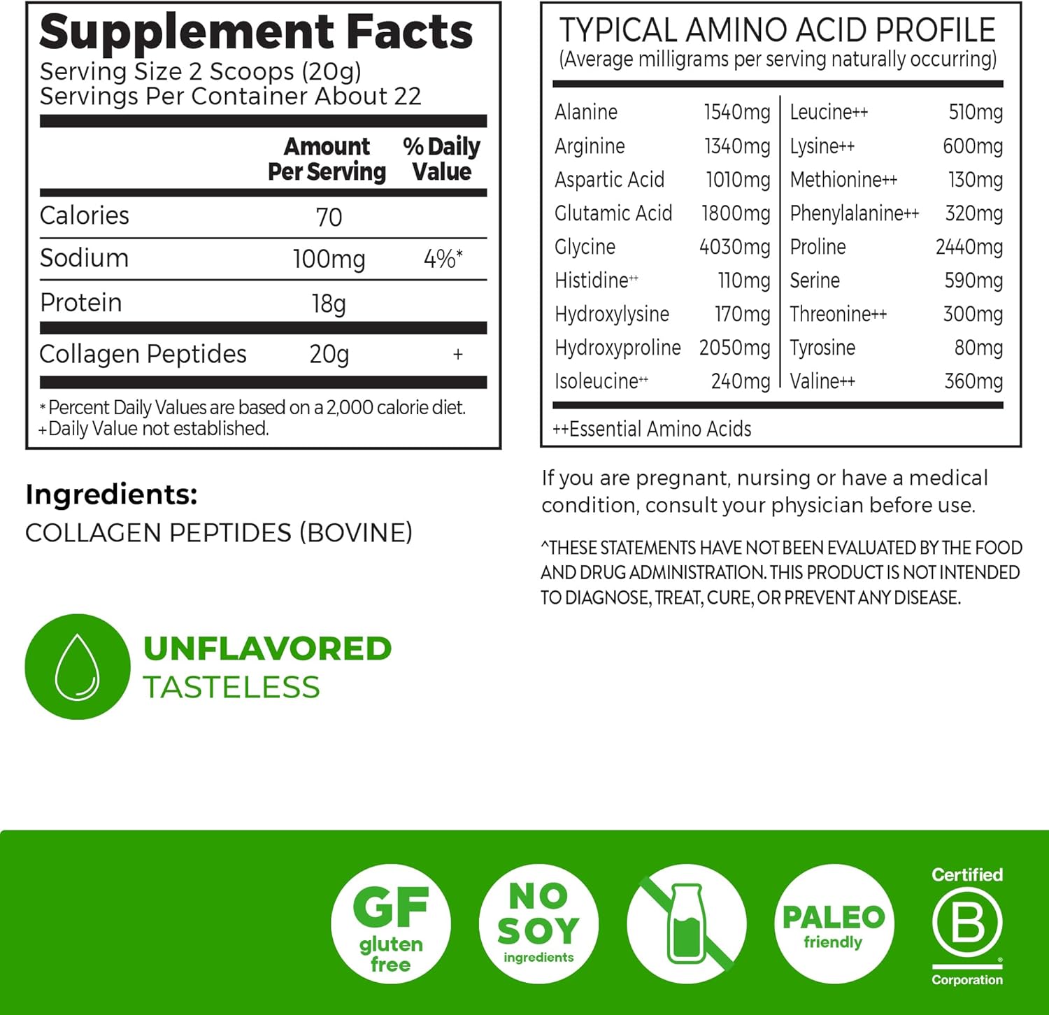 Orgain Hydrolyzed Collagen Peptides Powder For Women & Men, 20g Grass Fed Collagen, Unflavored - Hair, Skin, Nail, & Joint Support Supplement, Paleo & Keto, Non-GMO, Type I and III, 1lb - Image 2