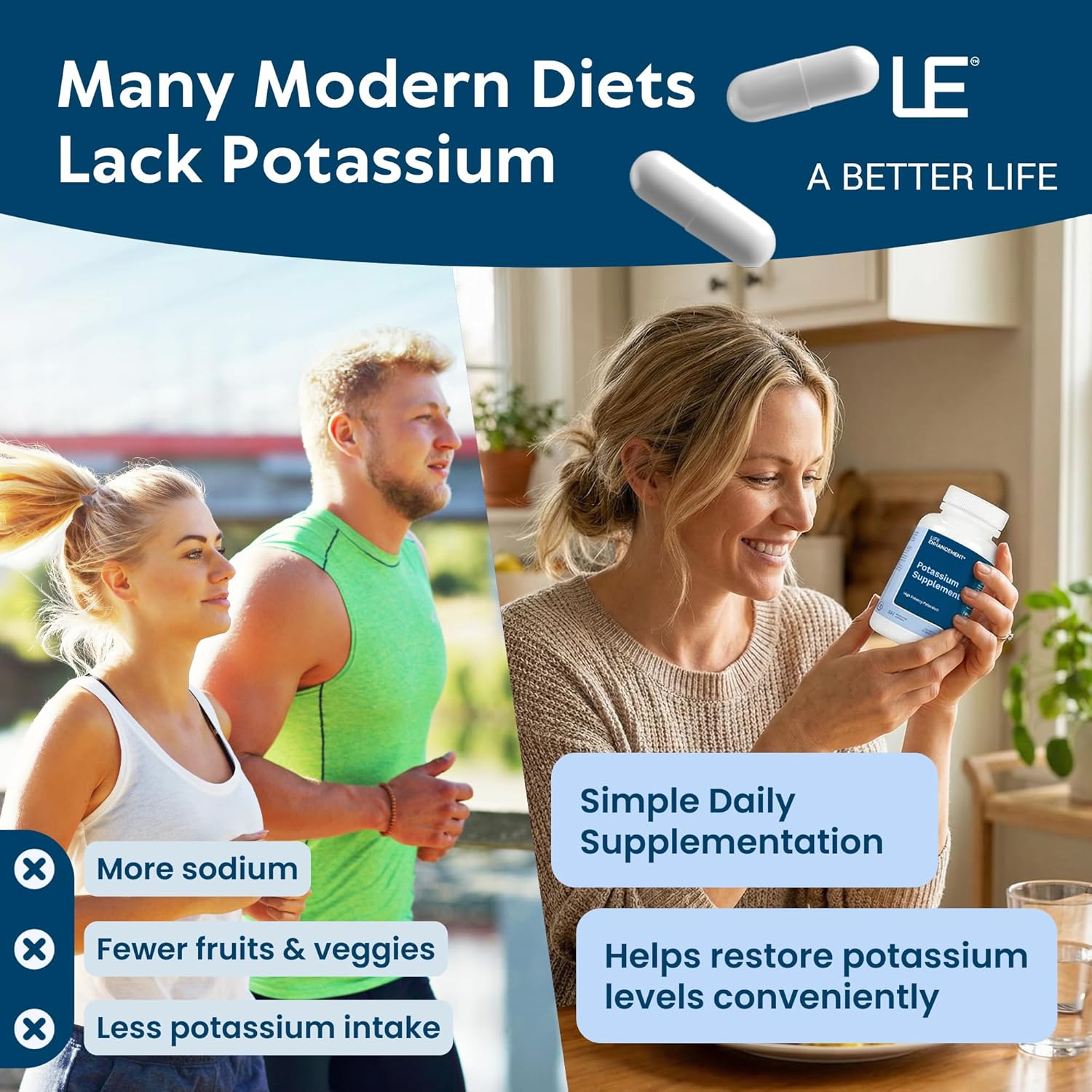 Life Enhancement High Potency 1020 mg Potassium Supplement for Muscle, Brain & Bone Health - No Additives High Absorption Elemental Potassium Supplement, Made in USA (240 Capsules – 120 Servings) - Image 5