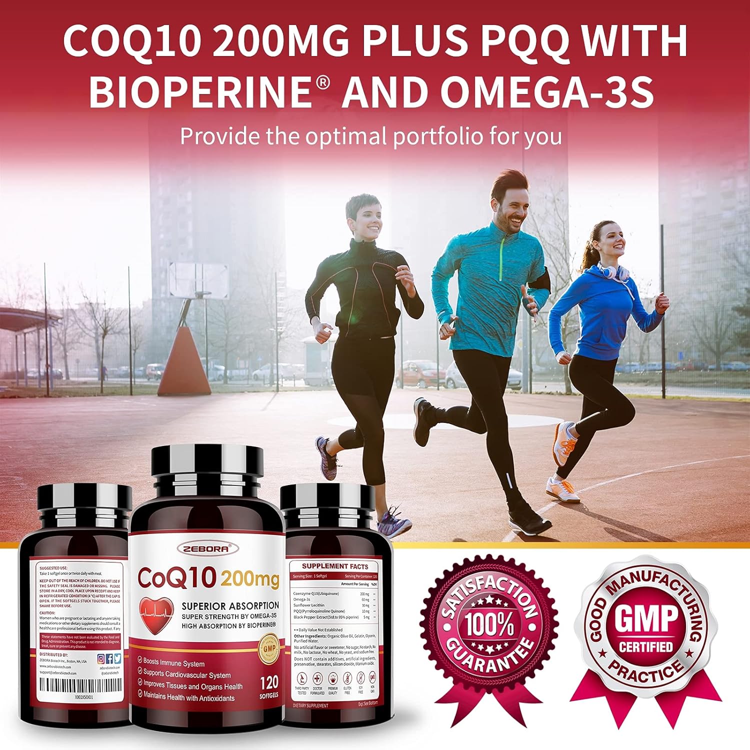 ZEBORA CoQ10-200mg-Softgels with PQQ, BioPerine & Omega-3, 120 Servings Coenzyme Q10(Ubiquinone) Supplement for High-Absorption, Powerful-Antioxidant, Support Heart & Energy-Production - Image 7