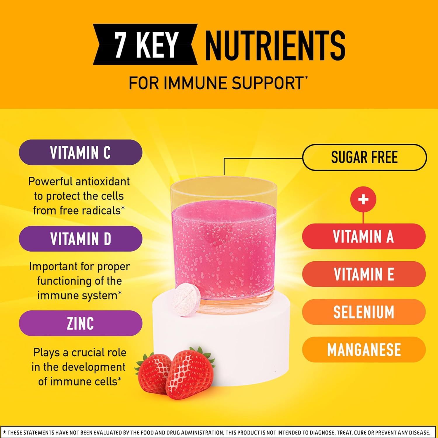 Airborne Immune Support Effervescent Tablets, Very Berry Flavor - 30ct with 1000mg Vitamin C + Vitamins A, D, E, Zinc, Selenium, Manganese & Herbal Blend - Sugar‑Free, Gluten‑Free - Image 2