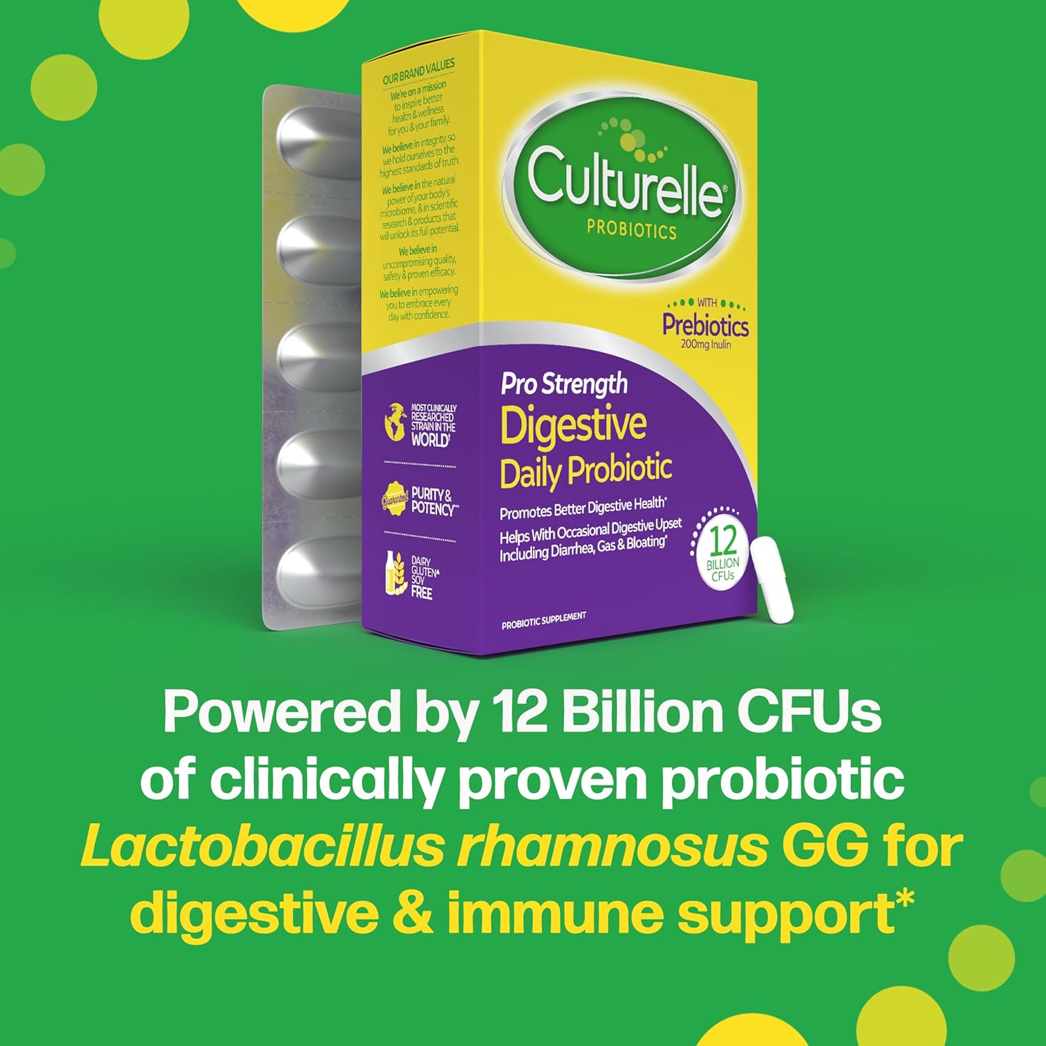 Culturelle Pro Strength Daily Probiotics For Digestive Health (2 Month Supply) with Prebiotics for Women & Men, Supports Occasional Diarrhea, Gas & Bloating, Gluten & Soy Free, 60 Count - Image 4