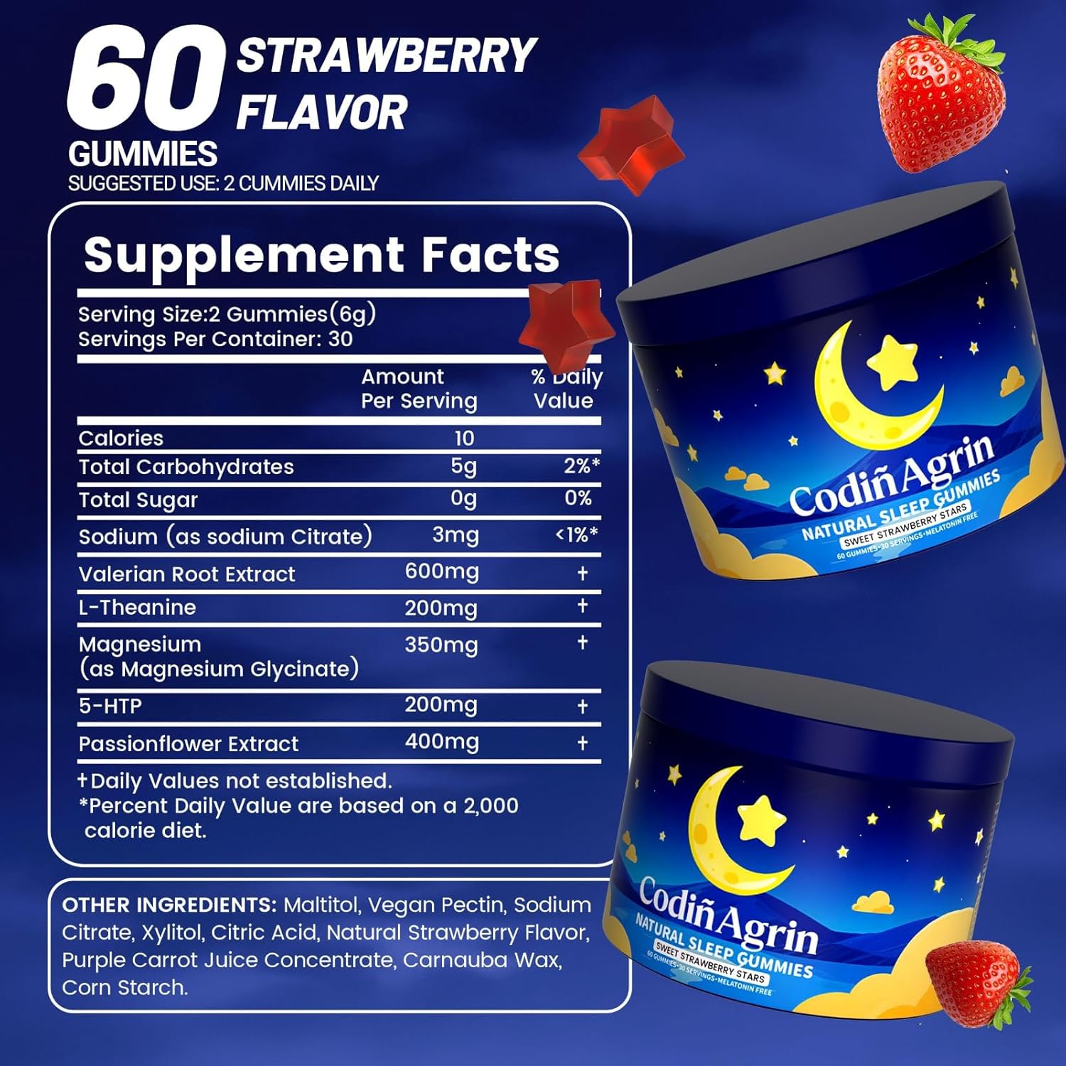 Natural Sleep Gummies for Adults - Non-Habit Forming Sleep Support Supplement, Containing Natural Ingredients, Let Me Sleep Gummies for Restful Nights, 60 Count - Image 2