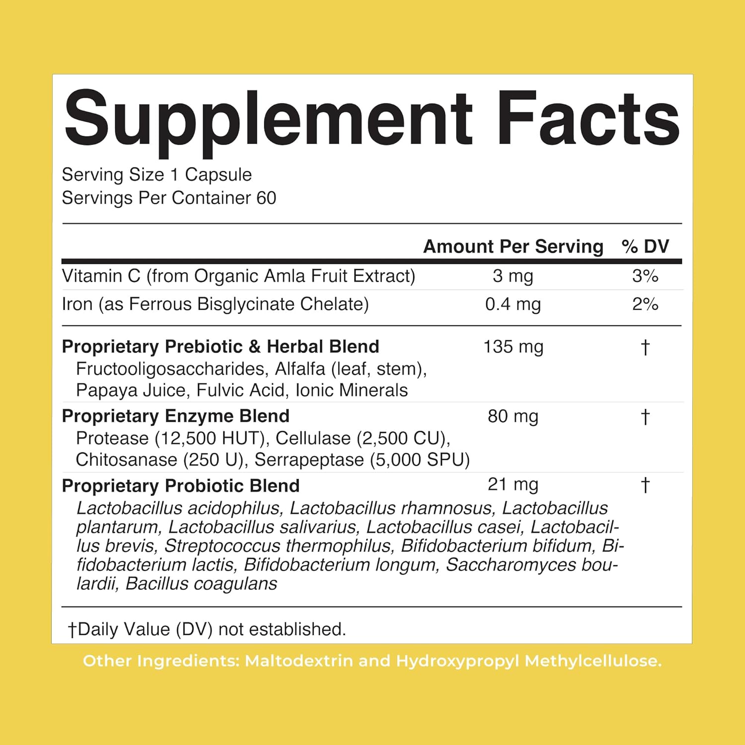 MARYRUTH'S Gut Flora Health+ Enzymes | Prebiotic & Probiotic Digestive Enzymes for Healthy Gut Biome & Digestive Support | Gastrointestinal Health | CLP Certified | 60 Capsules | Up to 2 Month Supply - Image 9