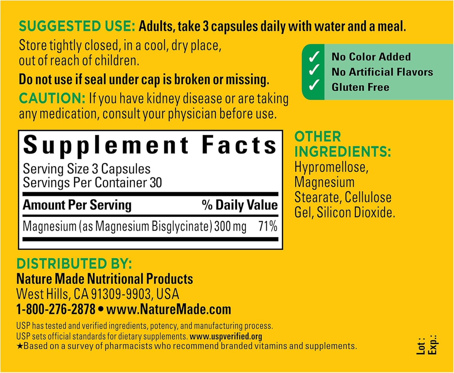 Nature Made High Absorption Magnesium Glycinate 300mg per 3 Capsules, Magnesium Supplement for Muscle, Heart, Nerve and Bone Support, 90 Magnesium Bisglycinate Capsules, 30 Day Supply - Image 6