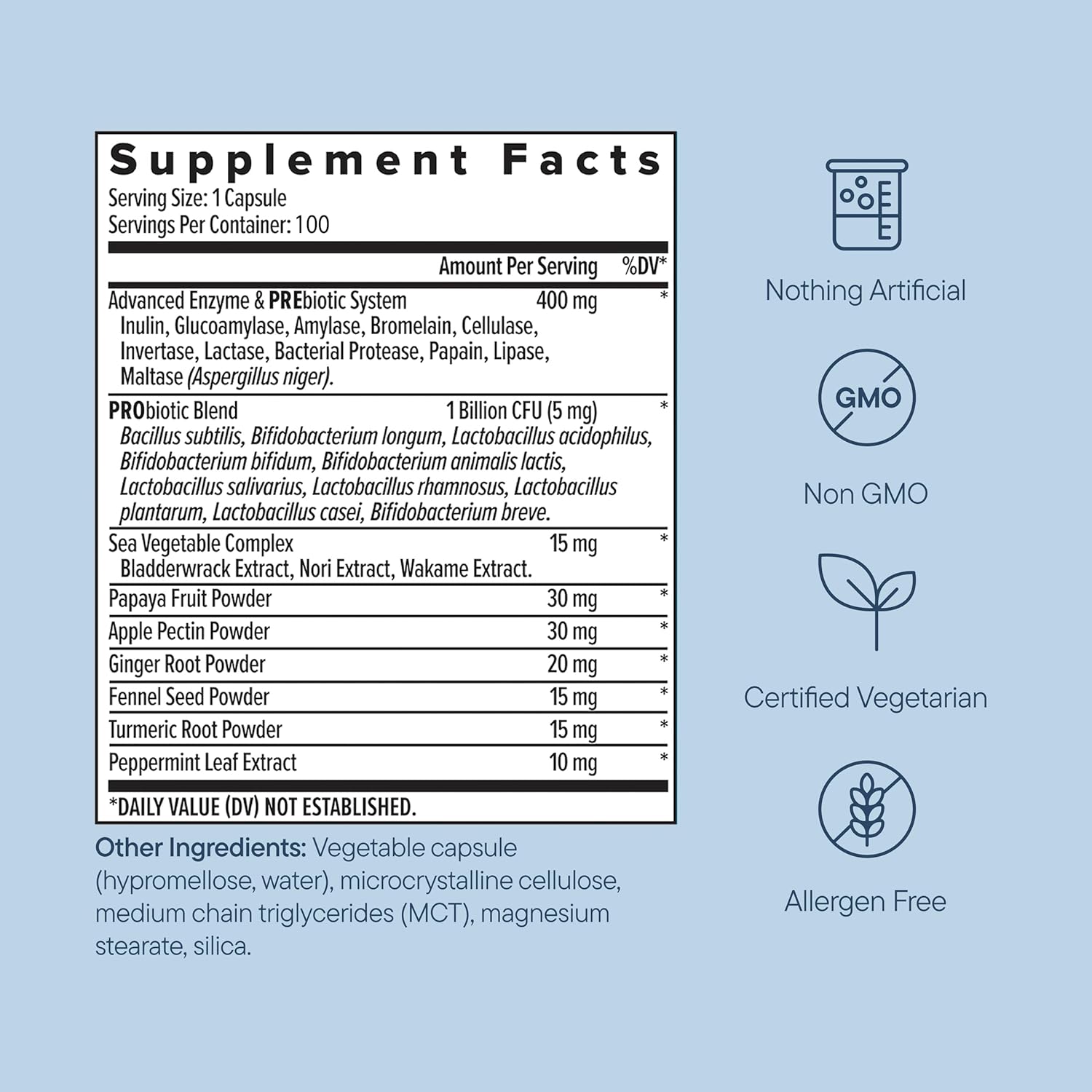 Zenwise Health Digestive Enzymes with Bromelain & Papaya - Multi Enzymes Digestion Supplement with Probiotics & Prebiotics for Gut Health, Gas & Bloating Relief - Men & Women - 100 Vegetarian Capsules - Image 9
