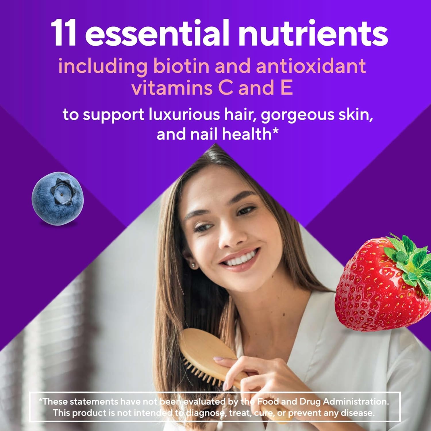 Vitafusion Gorgeous Hair, Skin & Nails Multivitamin Gummy Vitamins, plus Biotin and Antioxidant vitamins C&E, Raspberry Flavor, 135ct (45 day supply), from America’s Number One Gummy Vitamin Brand - Image 5